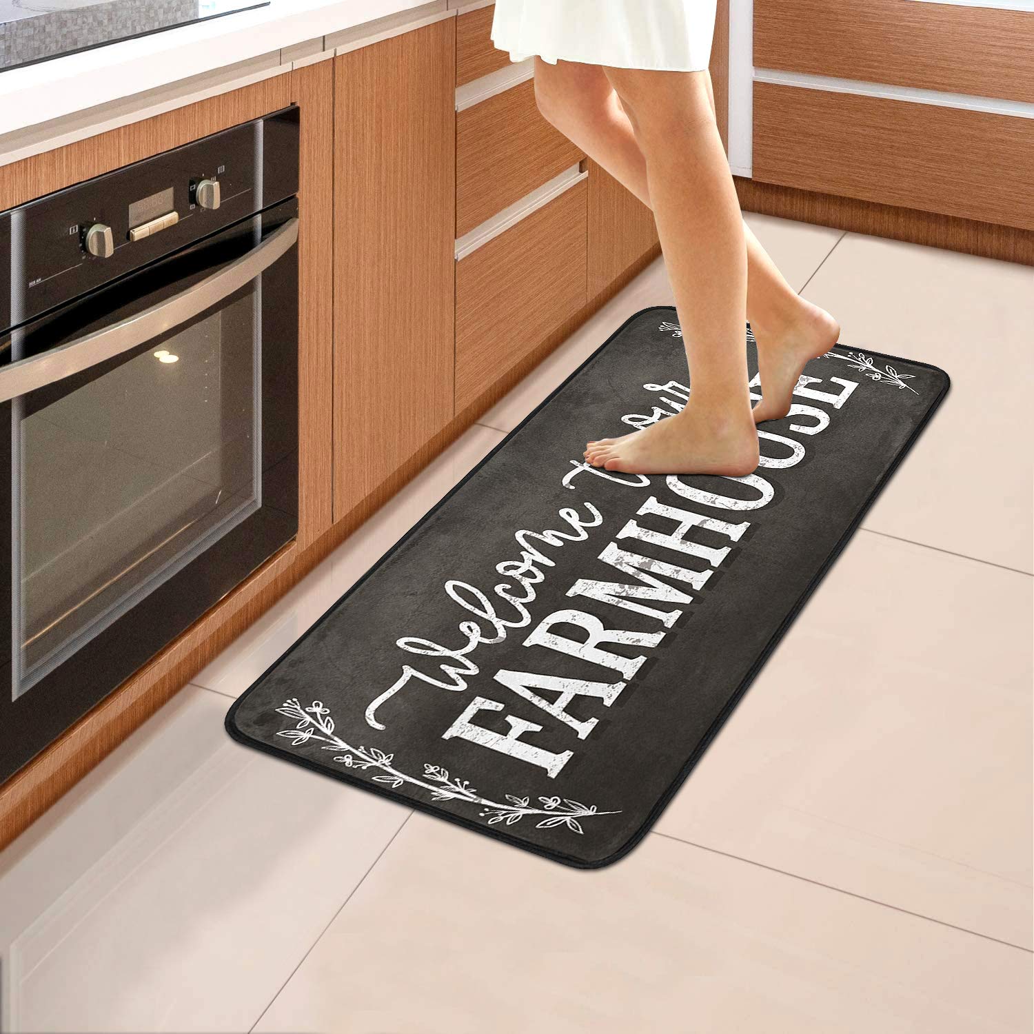 ALAZA Farmhouse Kitchen Rugs, Kitchen Mats for Floor Doormat for Kitchen Bathroom Decor 39 x 20 Inch, Welcome to The Farmhouse Cozy Design