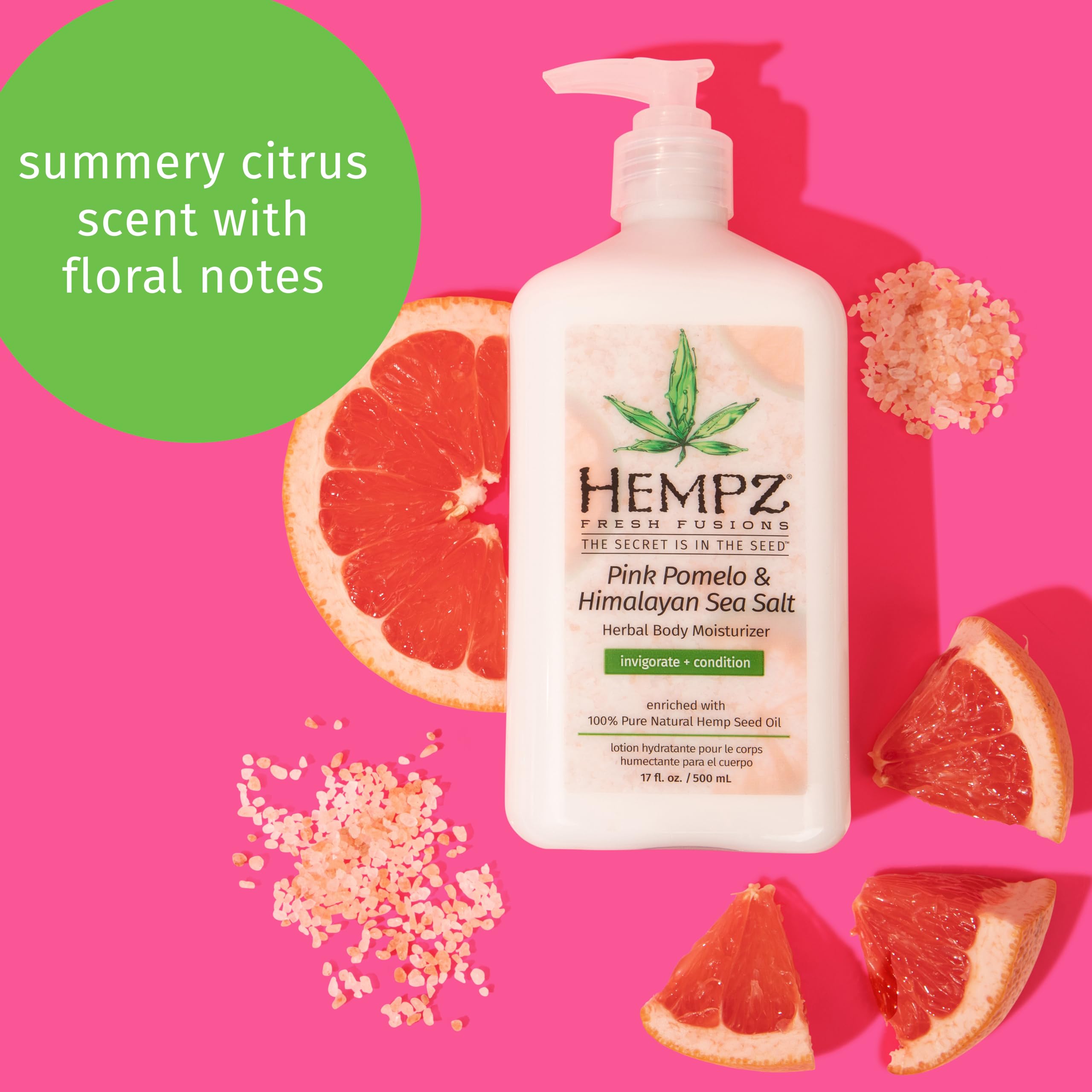 HEMPZ Body Lotion Pink Pomelo & Himalayan Sea Salt Daily Moisturizing Cream, 17 Fl Oz: Pink Pomelo 17 Ounce (Pack of 2)
