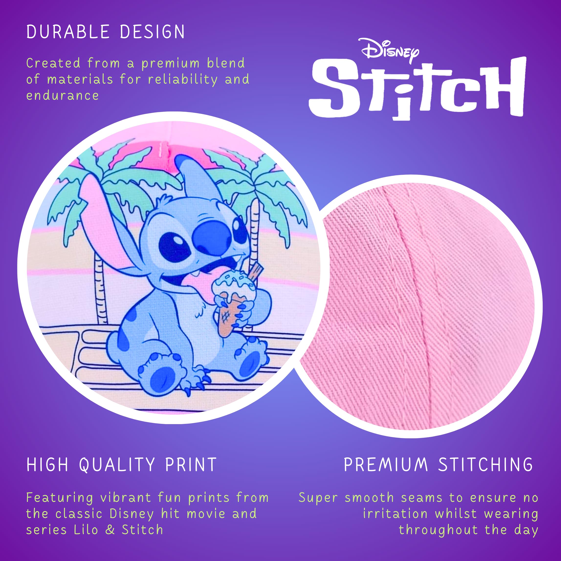 Disney Stitch Gorra y Gafas de Sol para Niñas, Gafas de Sol Protección UV, Gorra de Verano, Gorro de Beisbol Infantil
