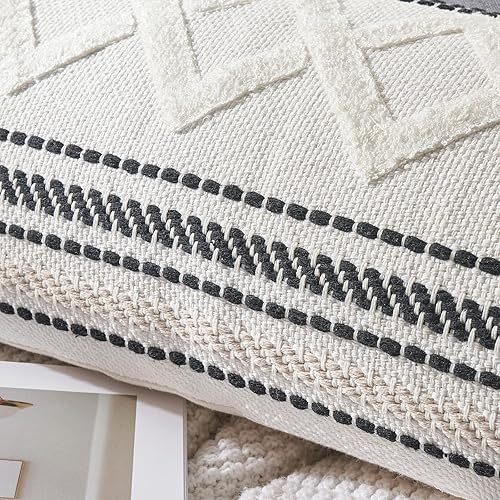 Miniatura 4 de Funda de almohada lumbar larga bohemia de 14 x 36 pulgadas, funda de almohada decorativa con borlas, funda de almohada corporal con textura bohemia