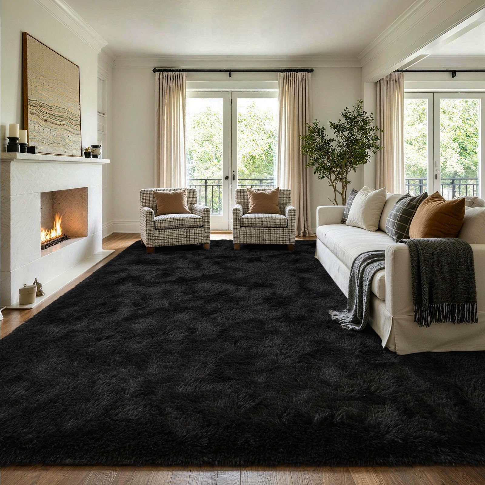 Amazon.com: 9x12 Black Area Rug for Living Room Bedroom Dining