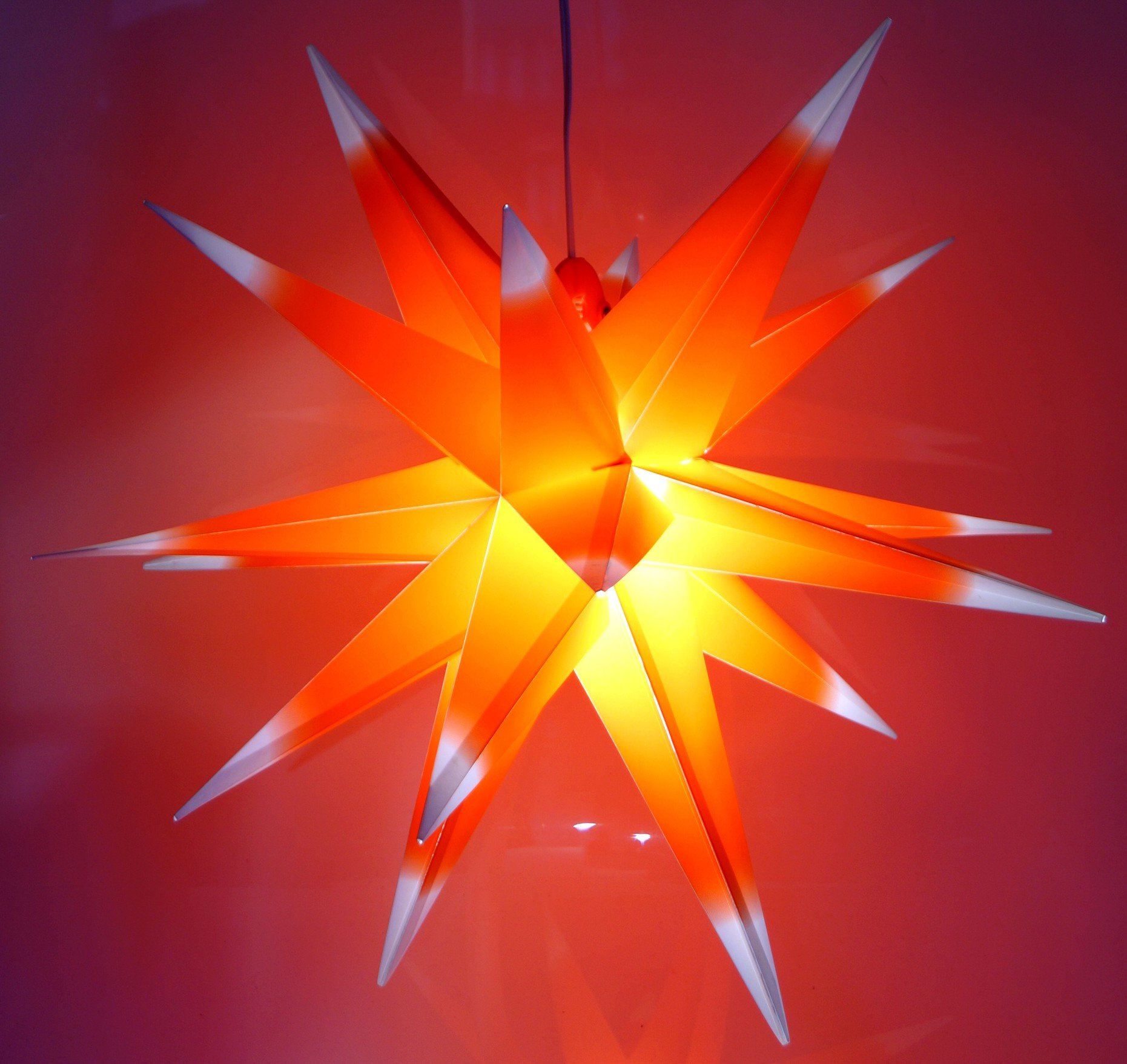 GURU SHOP Stella 3D per Esterni Kaspar, 55 cm, Stella di Poinsettia, Stella Pieghevole con