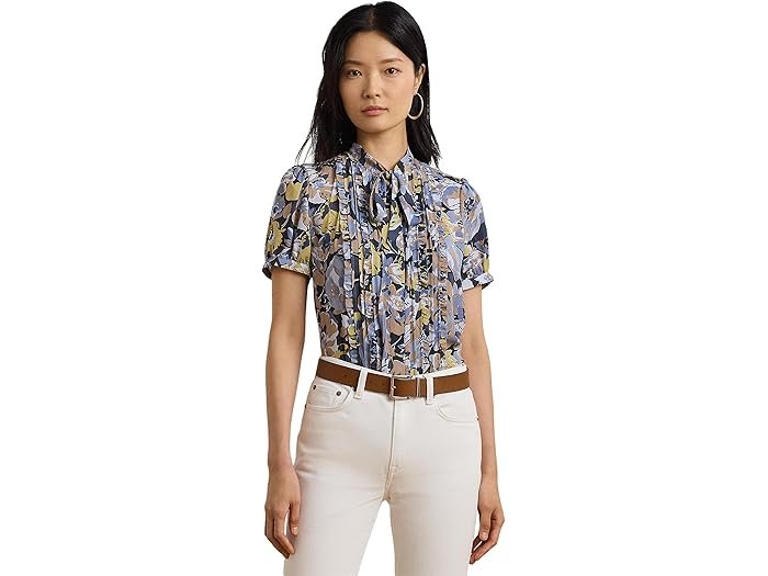 Floral Georgette Puff Sleeve Shirt - Image 3