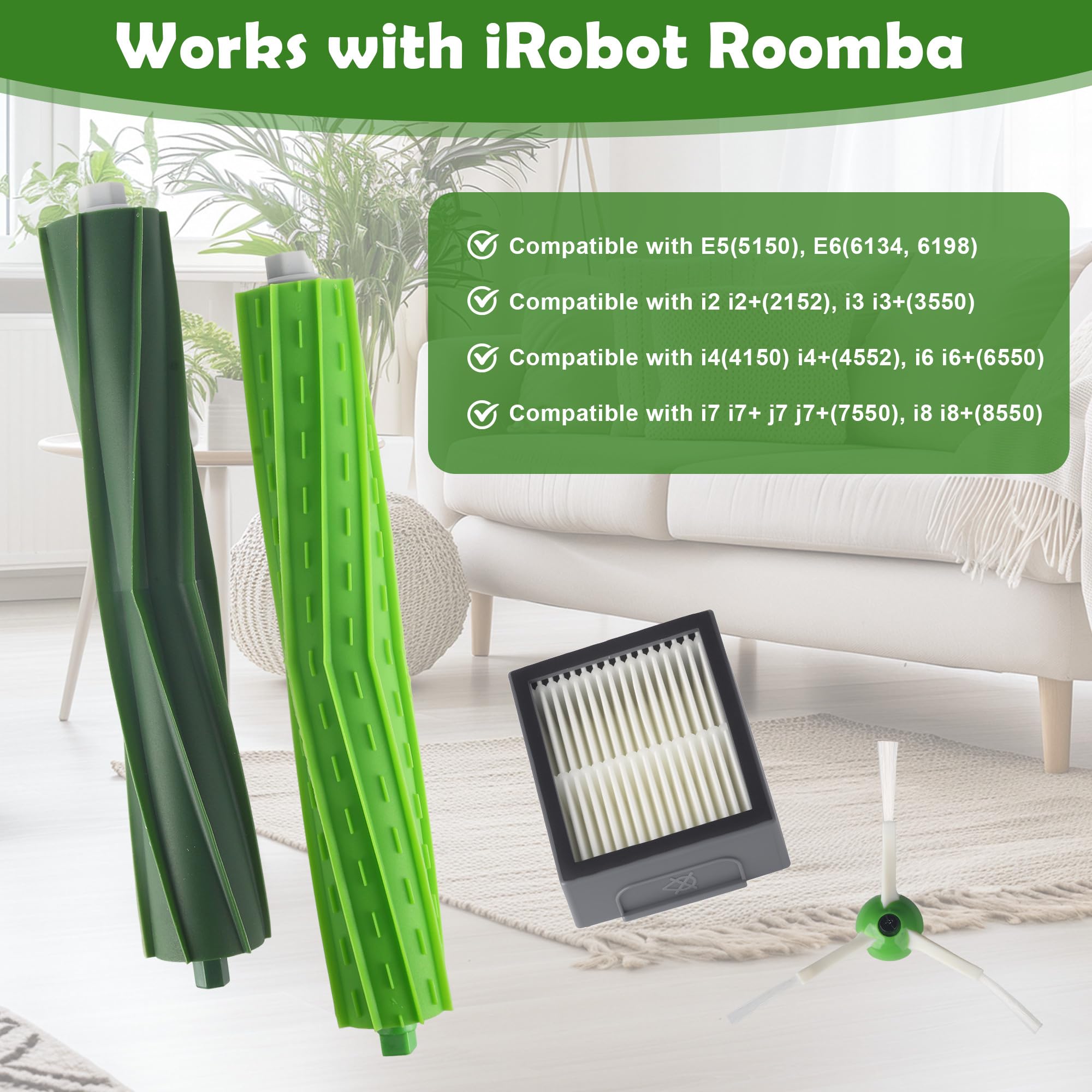 22 Pezzi ricambio per iRobot Roomba serie i/e/j i7/i7+/i3/i3+/i4/i4+/i6/i6+/i8/i8+/j7/j7+/E5/E6/E7, 4 spazzole principali, 8 filtri HEPA, 8 spazzole laterali, 1 spazzola per la pulizia, 1 cacciavite