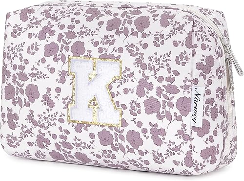 Vista 17 de Narwey Bolsa de maquillaje con iniciales para adolescentes y niñas, regalos de moda de 6, 8, 10, 11, 12, 14, 16, 18 años, bolsa de aseo cosmética