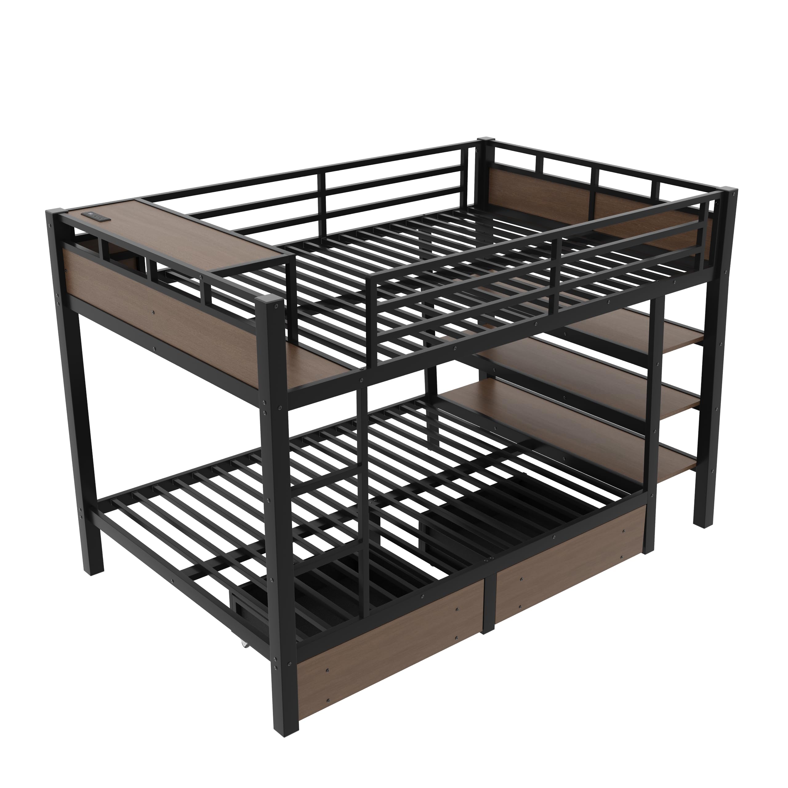 Photo 1 of ***2 BOXES***
Bellemave Bunk Bed Full Over Full?Metal Bunk beds with Storage Shelves, LED Light Strip, and USB Power Strip, Upper Bed with Desk, Black