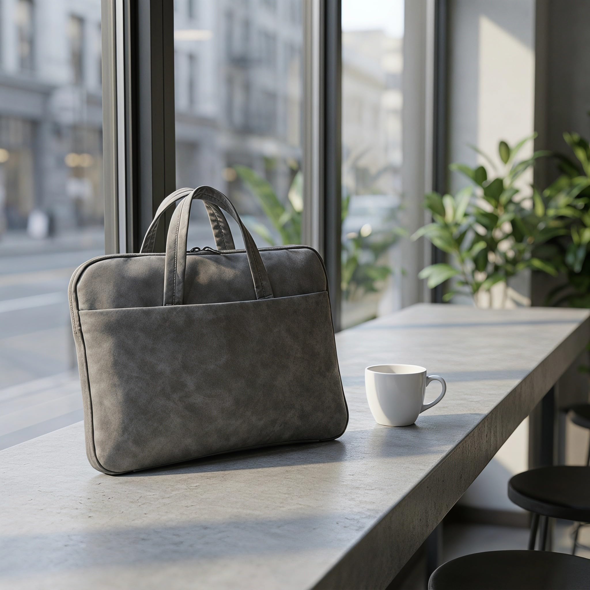 VICASKY Borsa per laptop in pelle PU da uomo, borsa da lavoro impermeabile