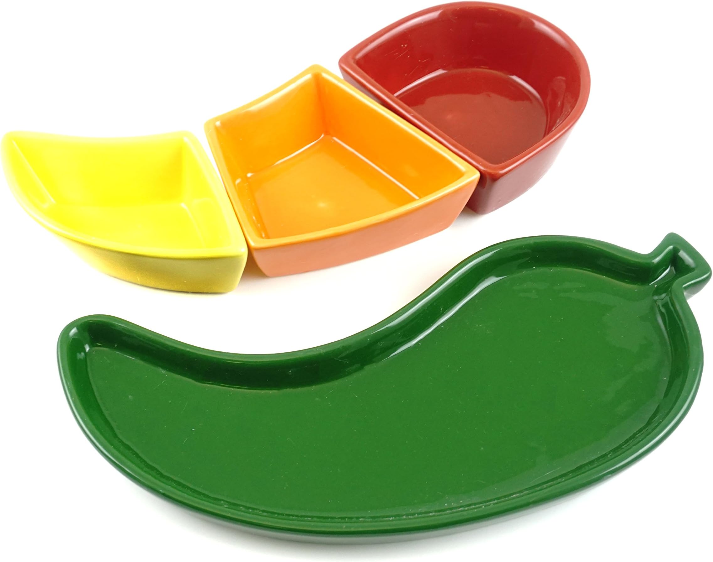 Fiesta Chili Pepper Tray with Stackable Dip Salsa Bowl Dish Set