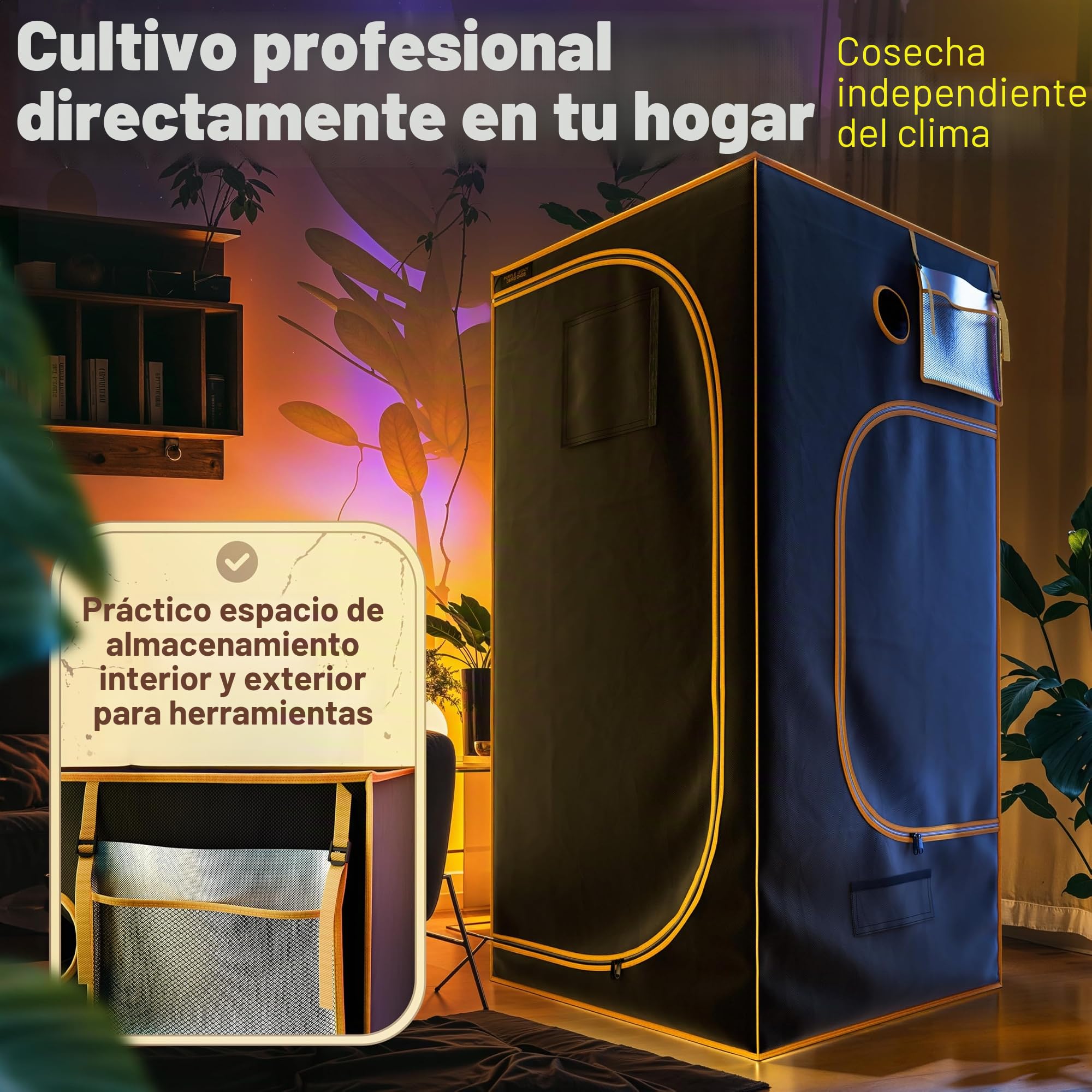 1680D Oxford Grow-Box 100x100x200 cm para profesionales con protección contra el agua | Tienda de cultivo hidropónico y plantas de interior, tienda de cultivo, tienda de campaña