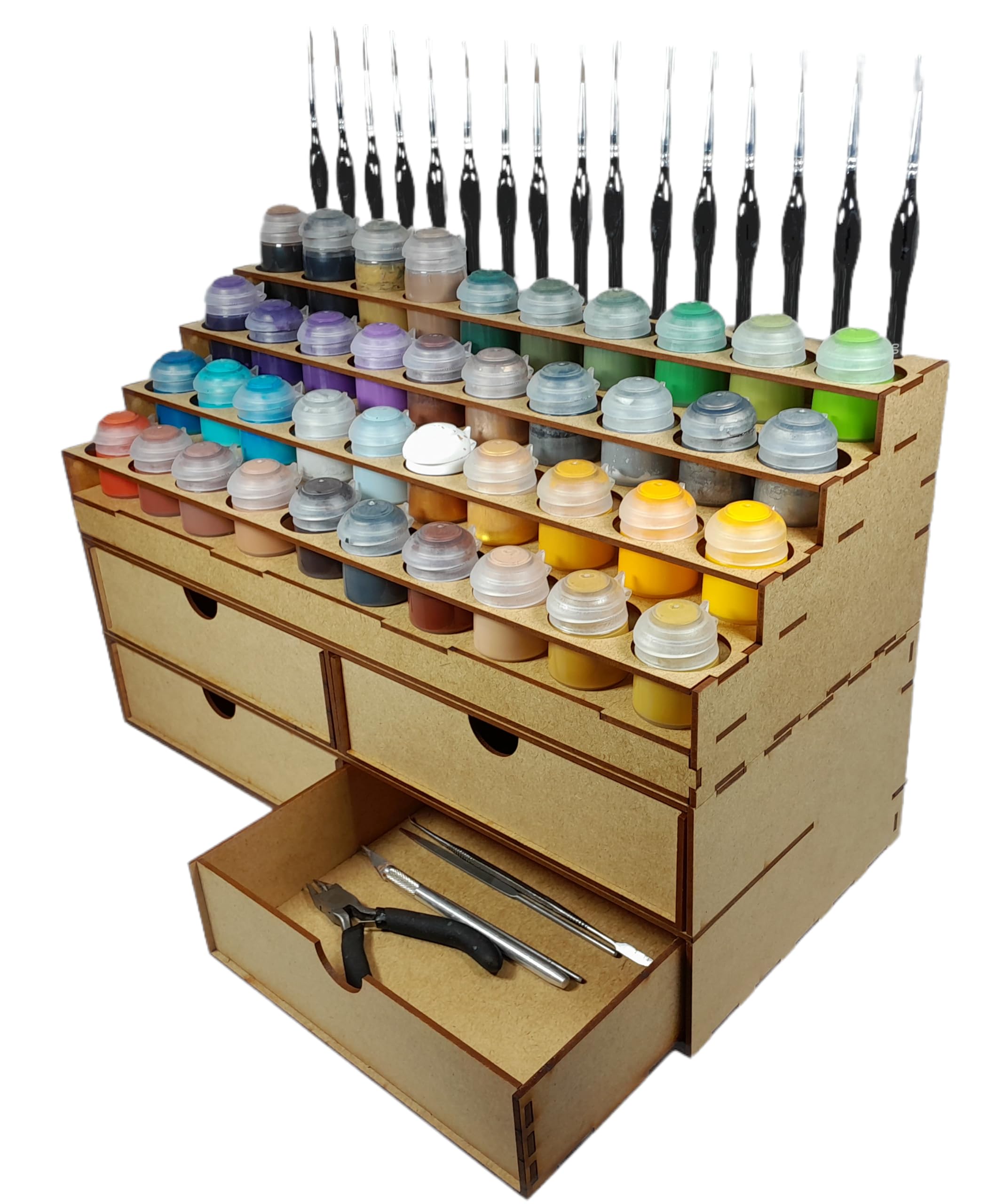 Rangement Peintures Citadel 40 Pots 16 Pinceaux 4 Grands Tiroirs Support Peinture Warhammer 40K
