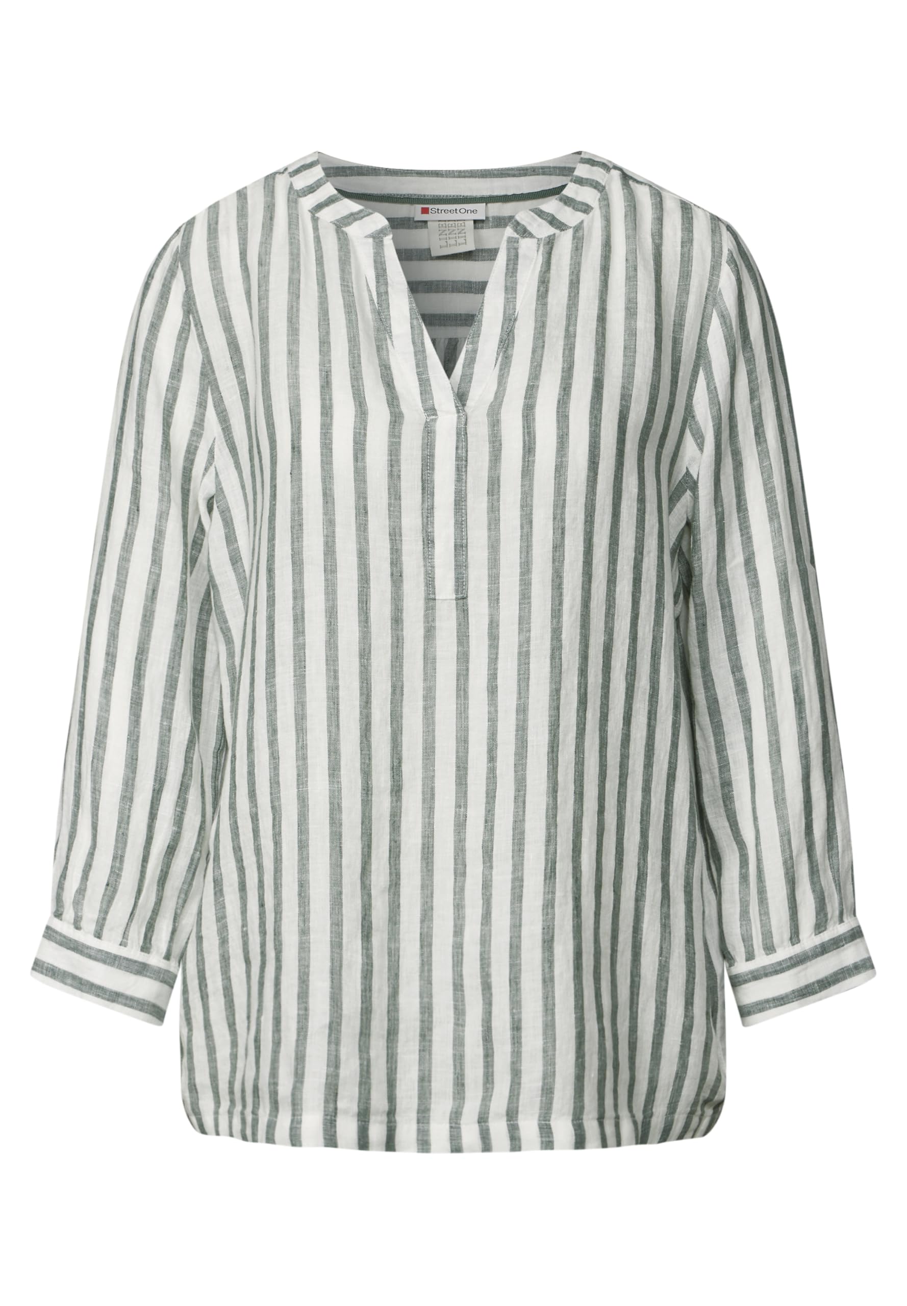 Street One Damska bluzka lniana w paski, Garden Green, 38