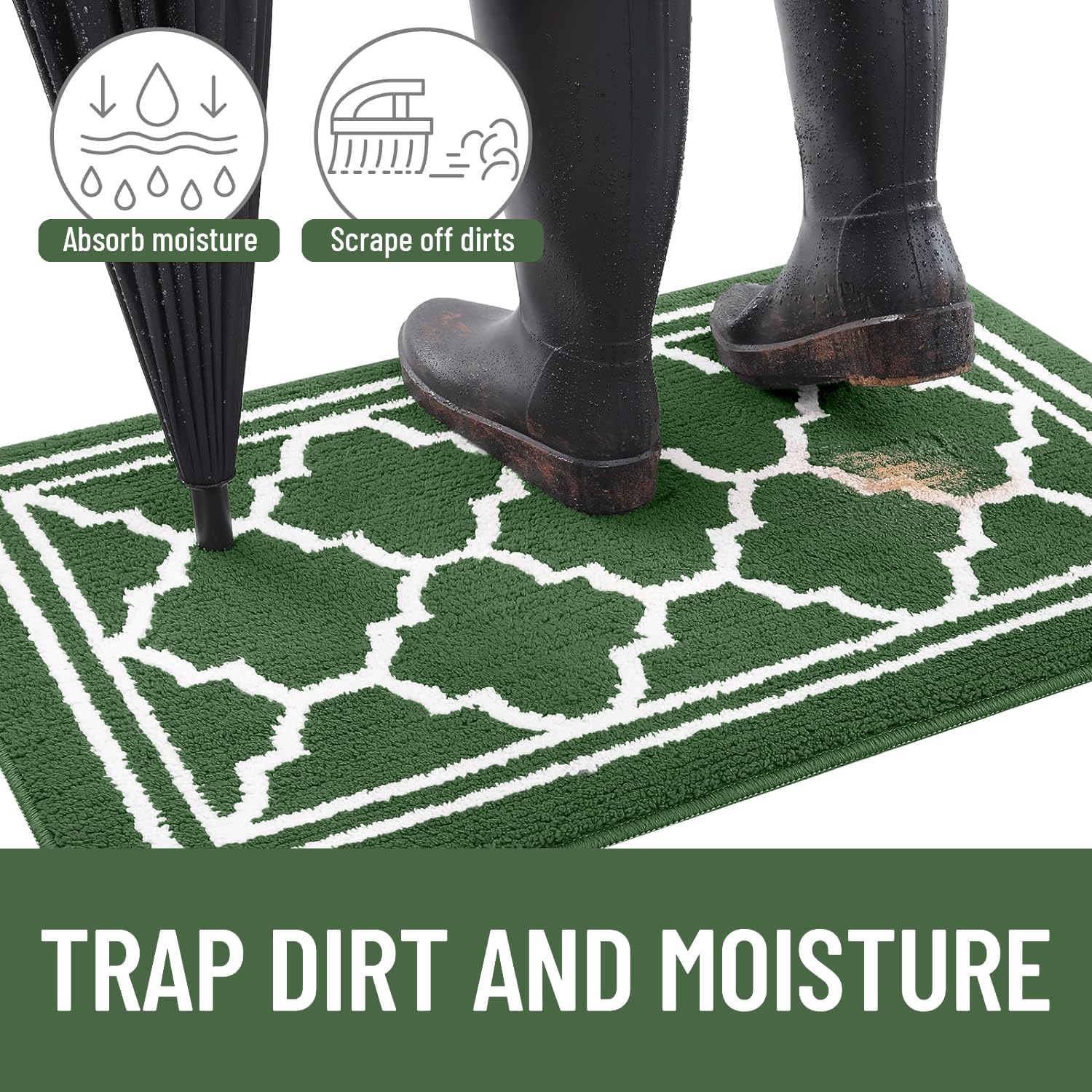 Homaxy Washable Door Mats Indoor, Dirt Trapper Mat Absorbent Non-Slip Low Profile Doormat for Entrance Inside, Kitchen - Image 2