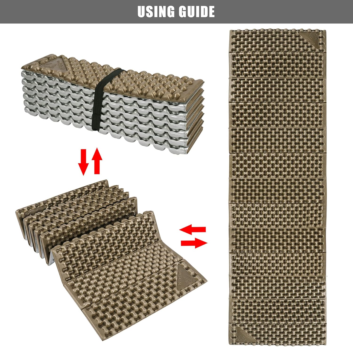 REDCAMP Ultralight Foam Sleeping Pad, Folding Camping Pad for Hiking Backpacking, Khaki 1 Pack : Sports & Outdoors