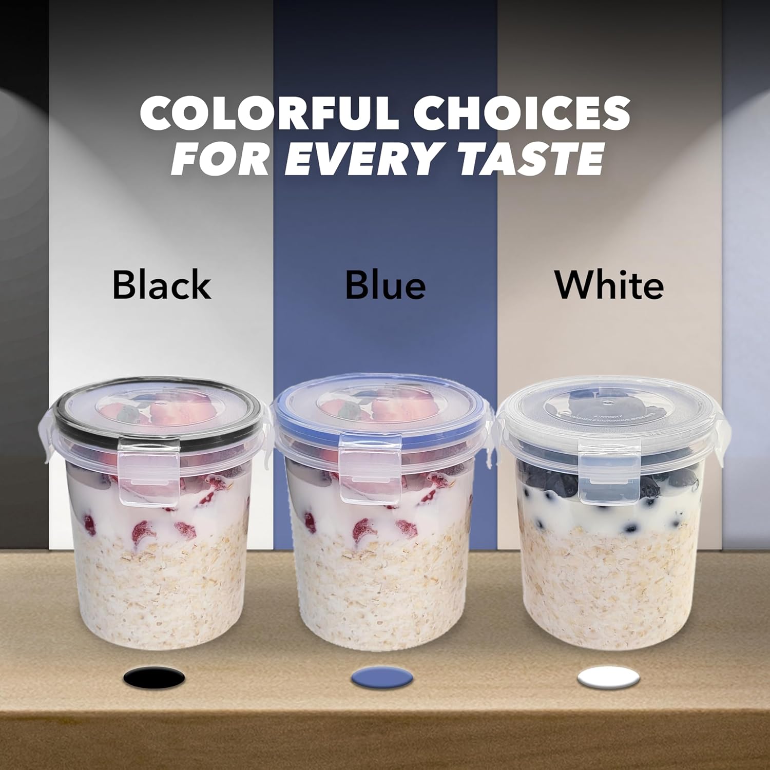 Overnight Oats Container with Lids (4-Piece set) - 16 oz Plastic Containers with Lids - Oatmeal Container to go | Portable Cereal and Milk Container on the go | Airtight Snap Lock Storage Jars - Image 7