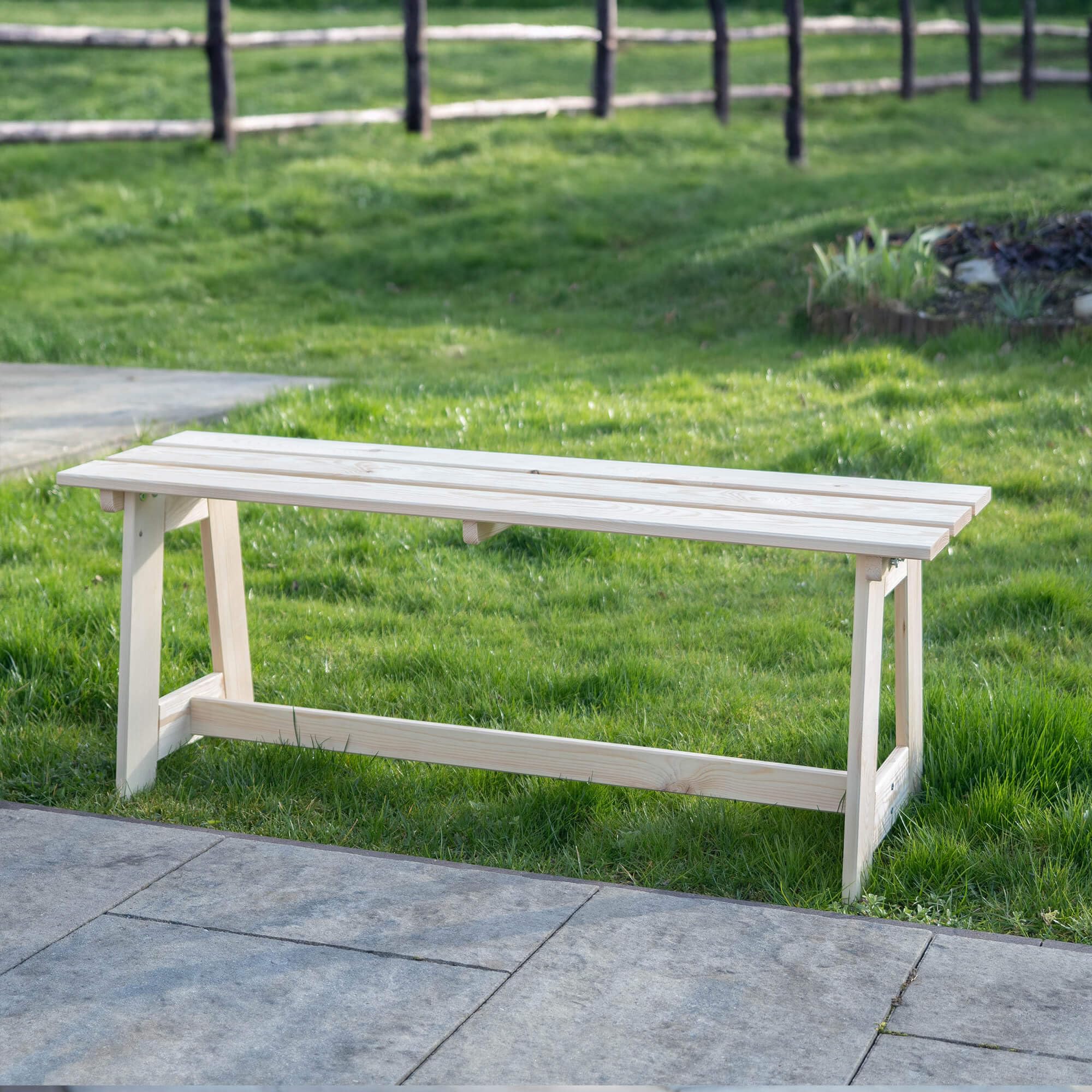 Panca Da Giardino In Legno Per 2 Persone - Design Curvo, Portata 325 Kg, In Abete E Pino Carbonizzato, Senza Schienale