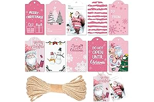 120 Pcs Pink Winter Paper Gift Tags with String for Holiday Party...