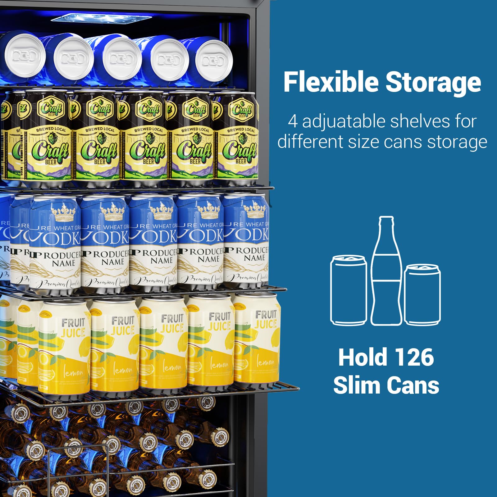 Velivi Mini Fridge 3.2 Cu.Ft Small Beverage Refrigerator 126 Can Lockable Drink Cooler With Glass Door, Safety Lock, For Beer Soda Black on Fridge.com - View 5