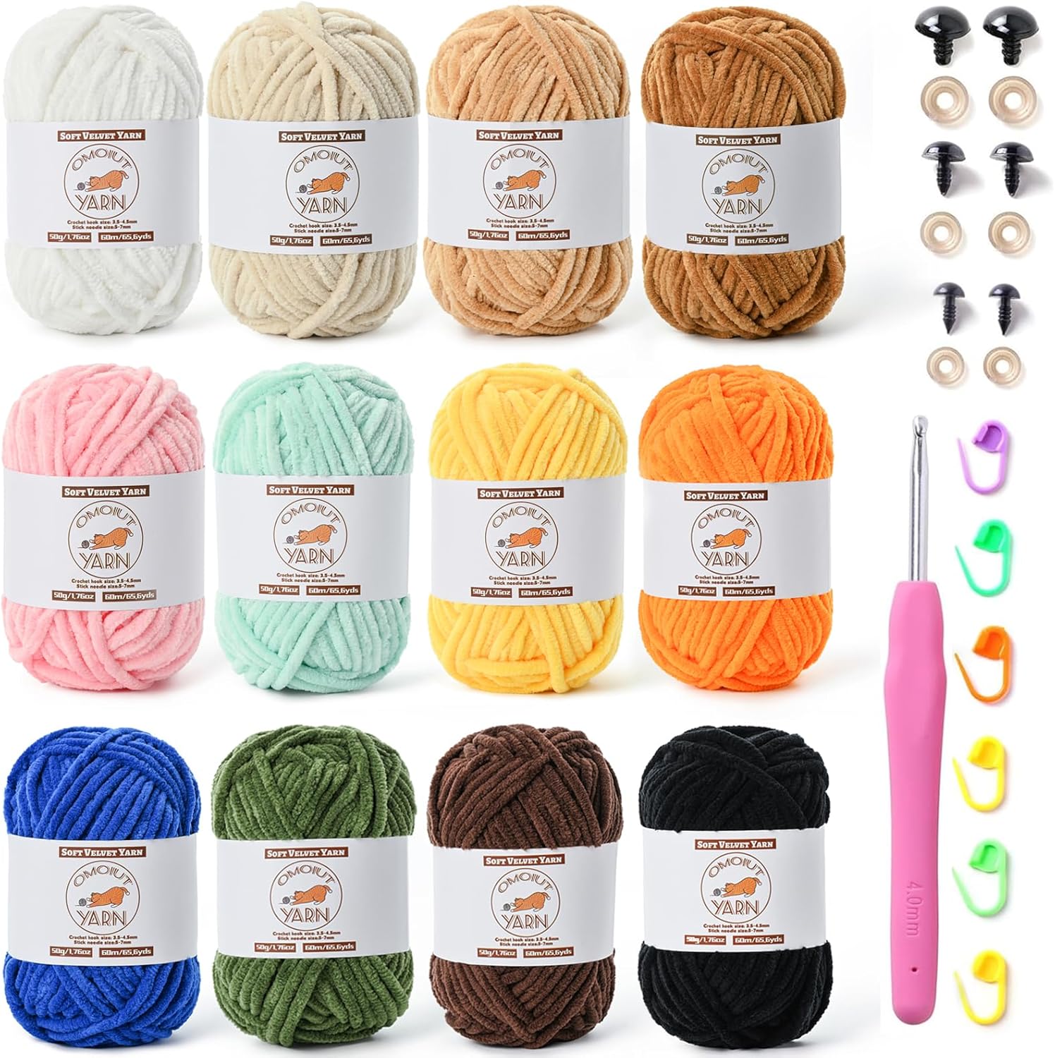 12 Pack Fluffy Velvet Yarn for Crocheting, Chunky Chenille Baby Yarn for Crocheting Soft Blanket, 787 yds Amigurumi Yarns for Knitting, Bulky Multicolored Crochet Yarns Set F