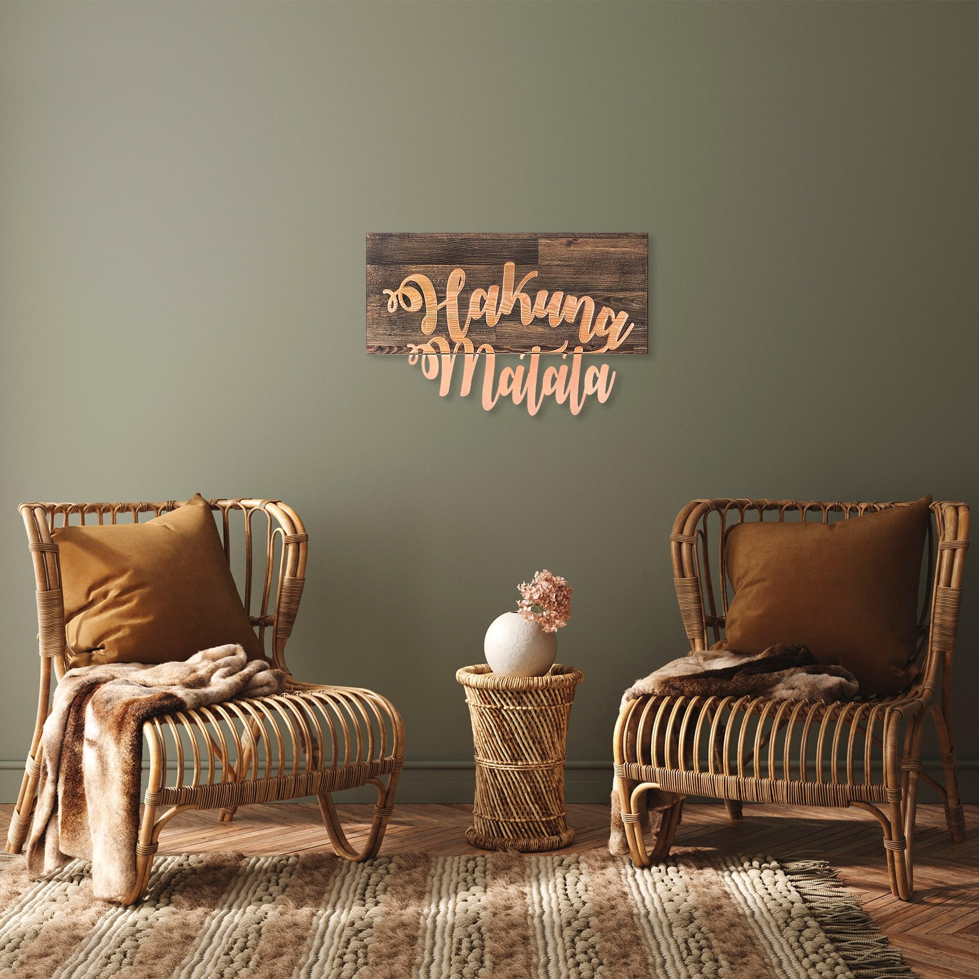 Décoration murale en bois chic Wallity noyer et cuivre design unique