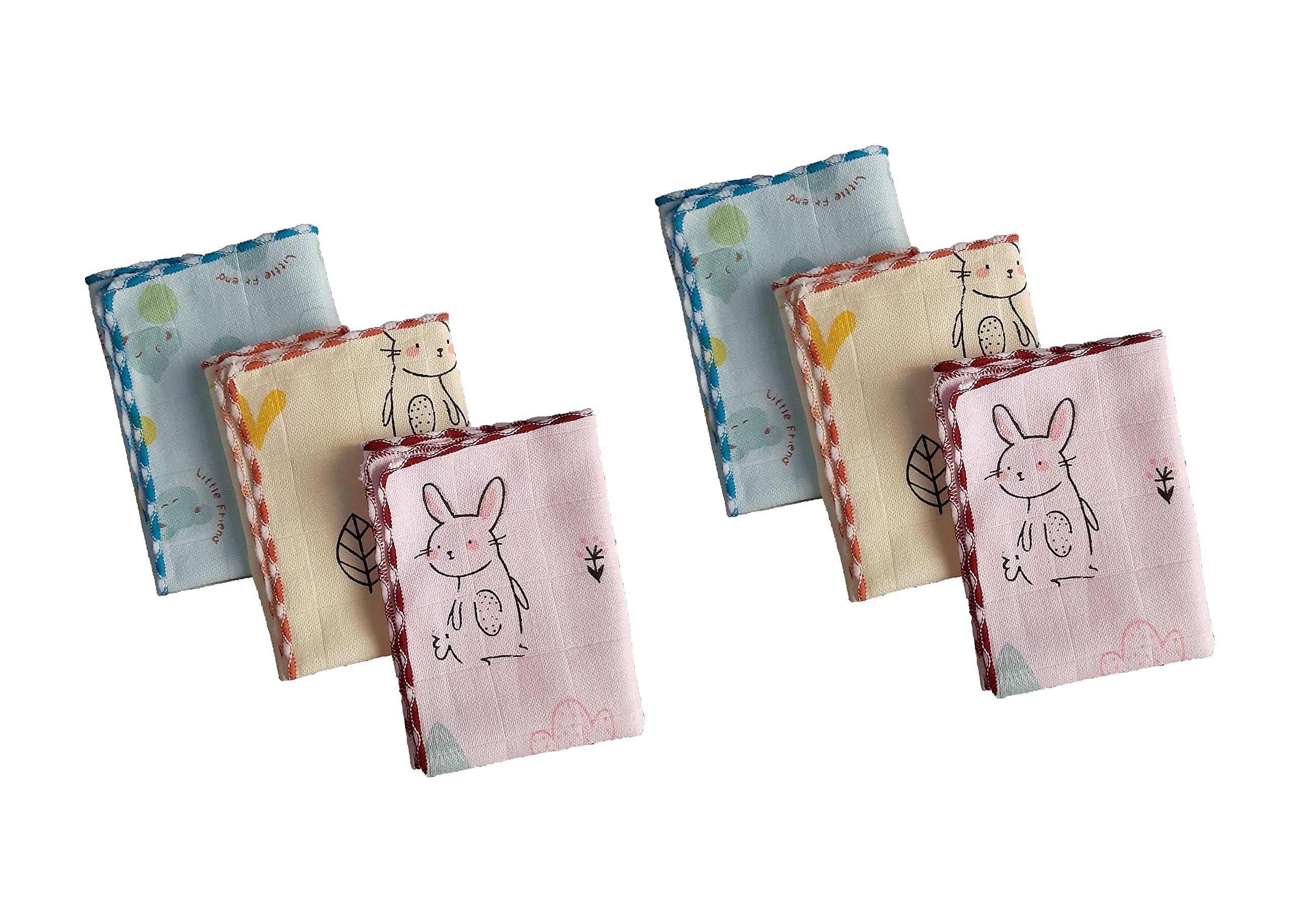 Casual Style Handkerchief For Kids - Cotton Face Towel For Women/Girls (25 * 25 Cm) (Sky, Pink, Yellow)