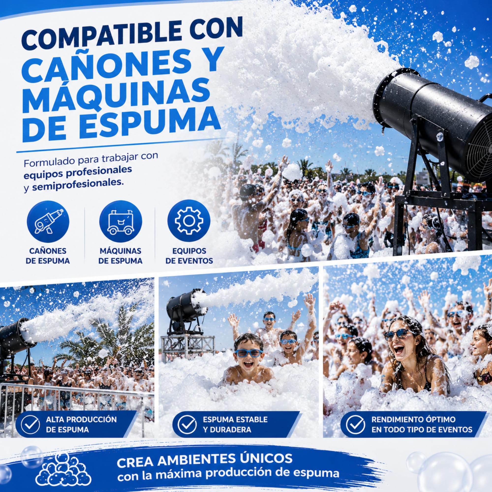 Espumógeno Líquido Concentrado 20L para Cañones de Espuma | Alta Producción de Espuma | Fiestas de Espuma, Eventos, Discotecas, Campings y Celebraciones