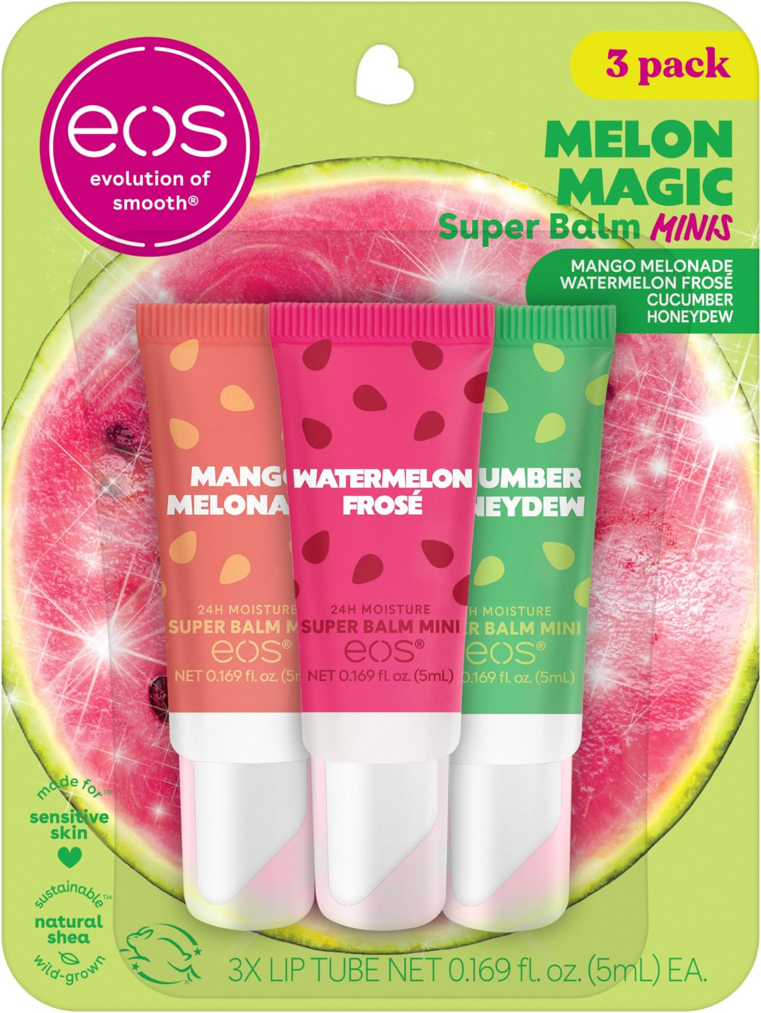24H Moisture Super Balm Minis- Melon Magic, Limited-Edition Lip Mask, Variety Pack, 0.169 fl oz, 3-Pack