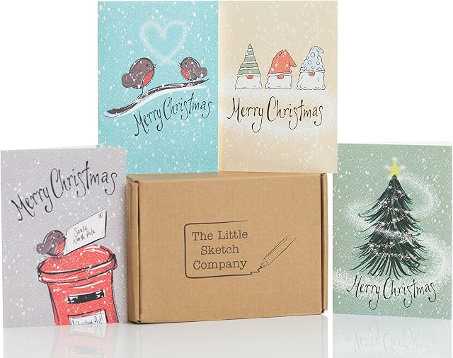 Recycled Christmas Cards - Pack of 32 A6 Cards Blank Inside with Recycled Envelopes - Plastic Free Product