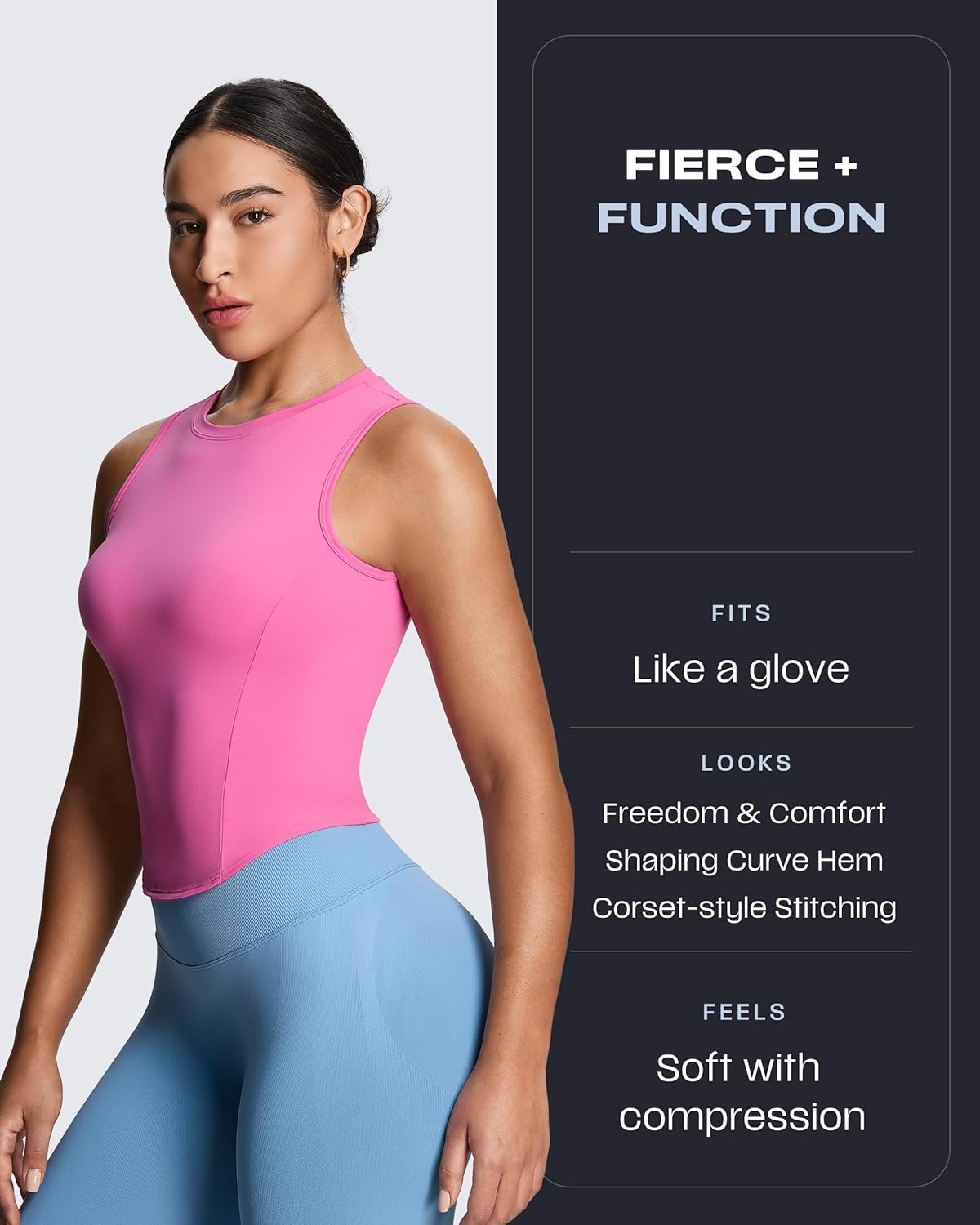 Aoxjox Women's Sleeveless Tank Tops GEO Workout Gym Yoga Curve Longline Crop Top - Image 5