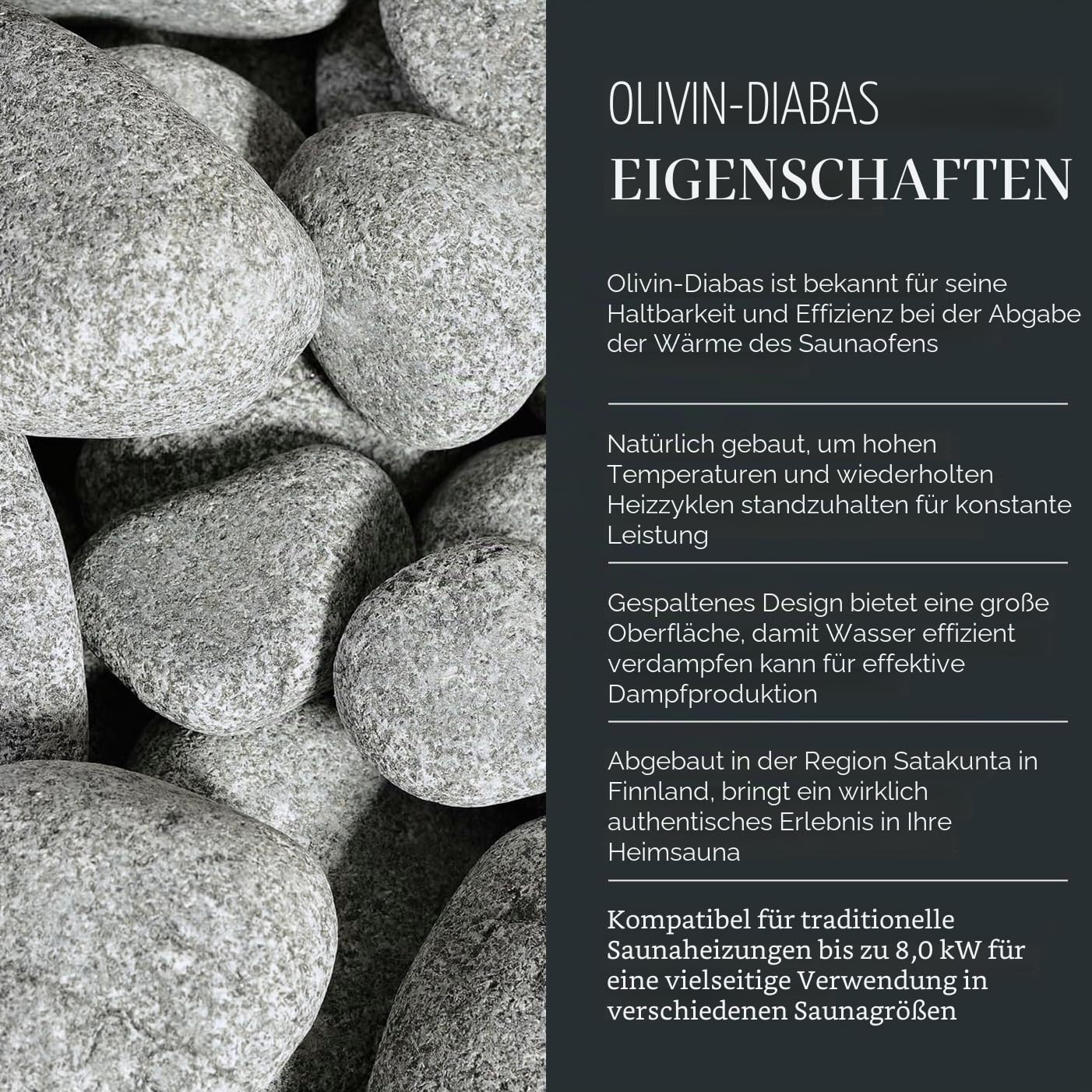 Harvia SN-AC-Rock Steine, 20 kg, Durchmesser 5 – 10 cm, keine