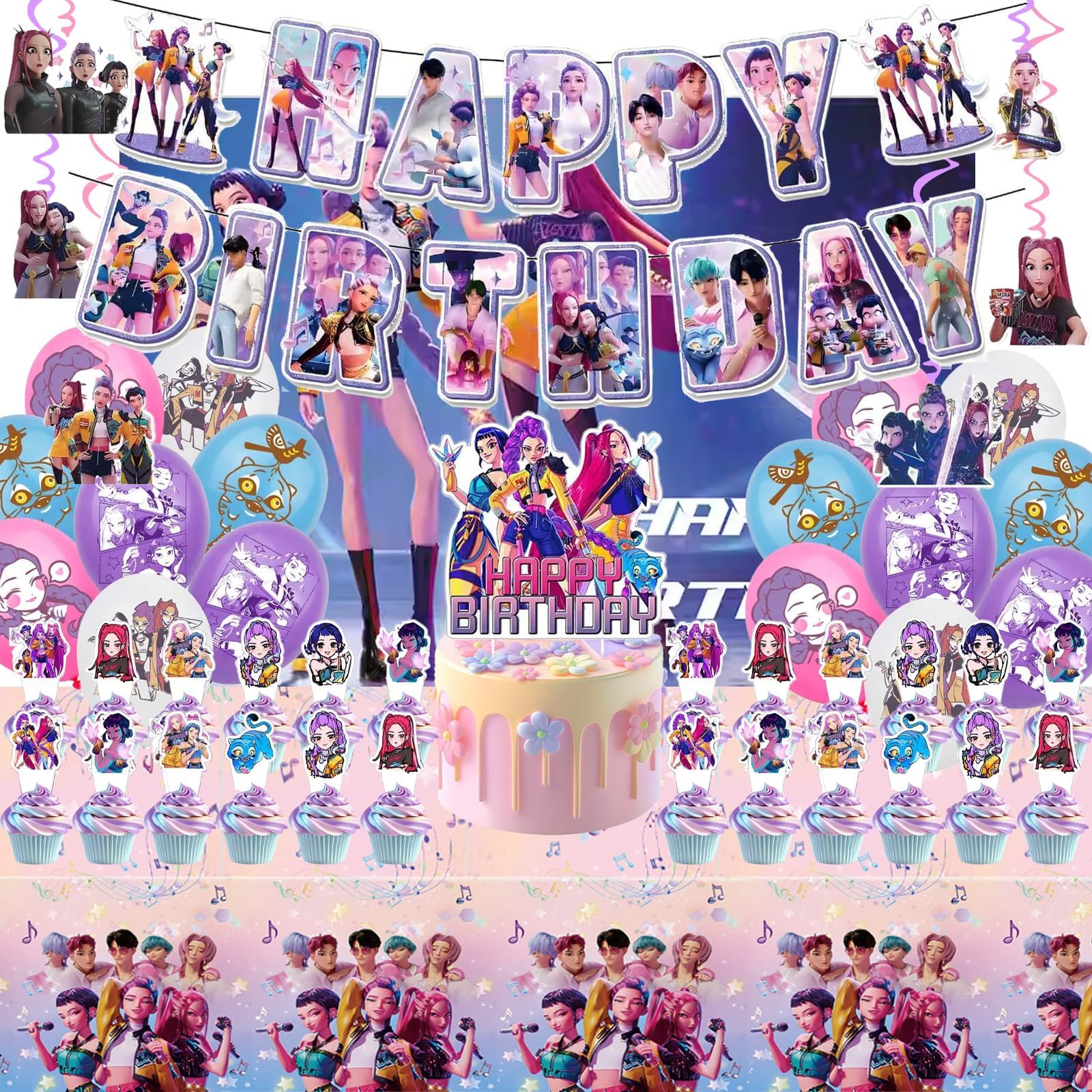 K Pop Demon Hunters Party Decorations - 50 PCS -1 K Pop Demon Hunters Party Decorations - 50 PCS -1