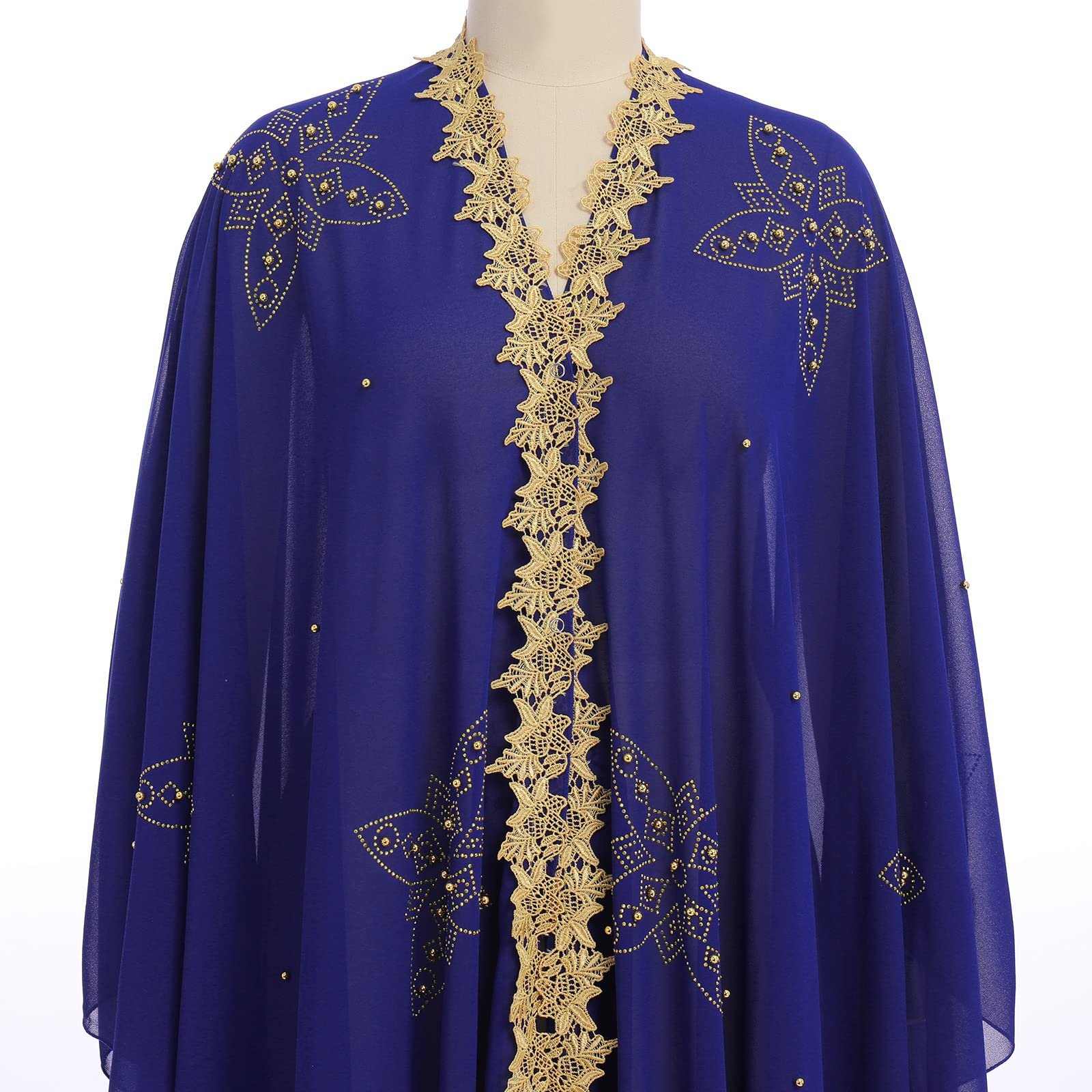 IMEKIS Kimono à capuche pour femme - Strass - Fleurs brodées - Caftan - Manches chauve-souris - Col en V - Coupe ample - Robe tunique décontractée - Vêtement d'été - Couverture de plage