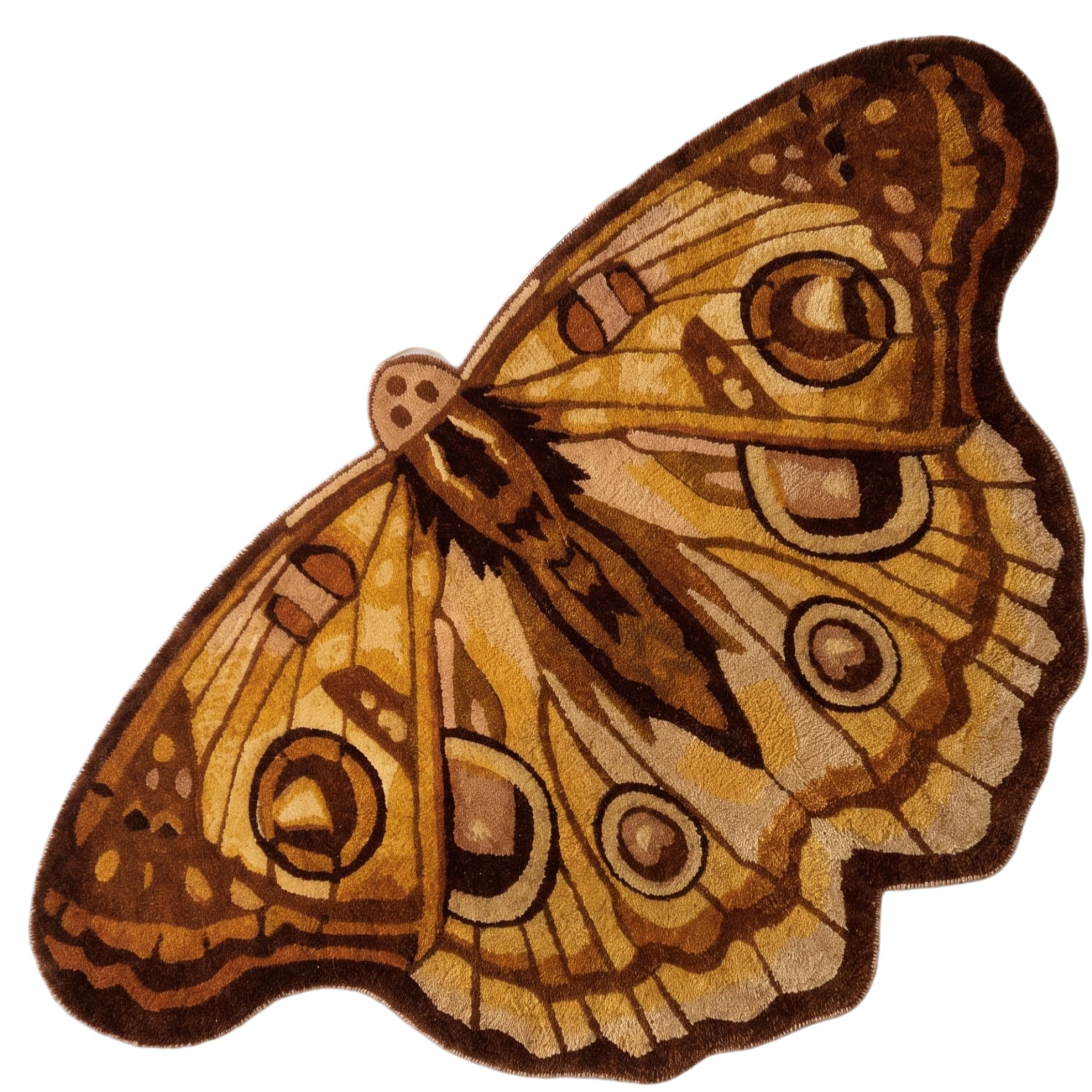 Xoeryoy Butterfly Area Rug Soft Cashmere-like Irregular Shaped Area Rug Non-slip Absorbent Decor for Bedroom, 23.62x39.37 Inch, Yellow