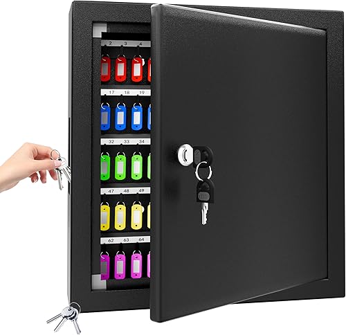 XDeer Soporte de pared para llaves, armario organizador de 125 llaves, caja fuerte con cerradura de combinación para hoteles, oficinas y Negro