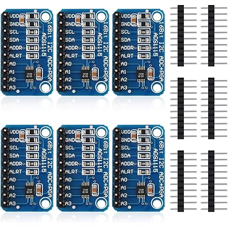 6 Pieces ADS1115 Analog-to-Digital Converter 16 Bit ADC 4 Channel Module Converter with Programmable Gain Amplifier ADC Converter Development Compatible with Arduino Raspberry Pi