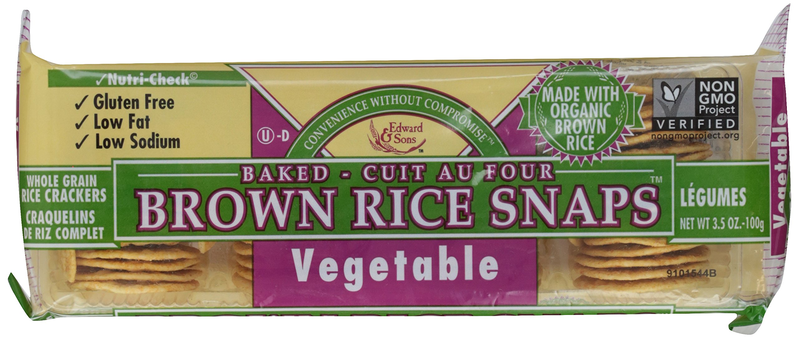 Edward & SonsBaked Whole Grain Brown Rice Snaps, Vegetable, 3.5 oz (100 g)