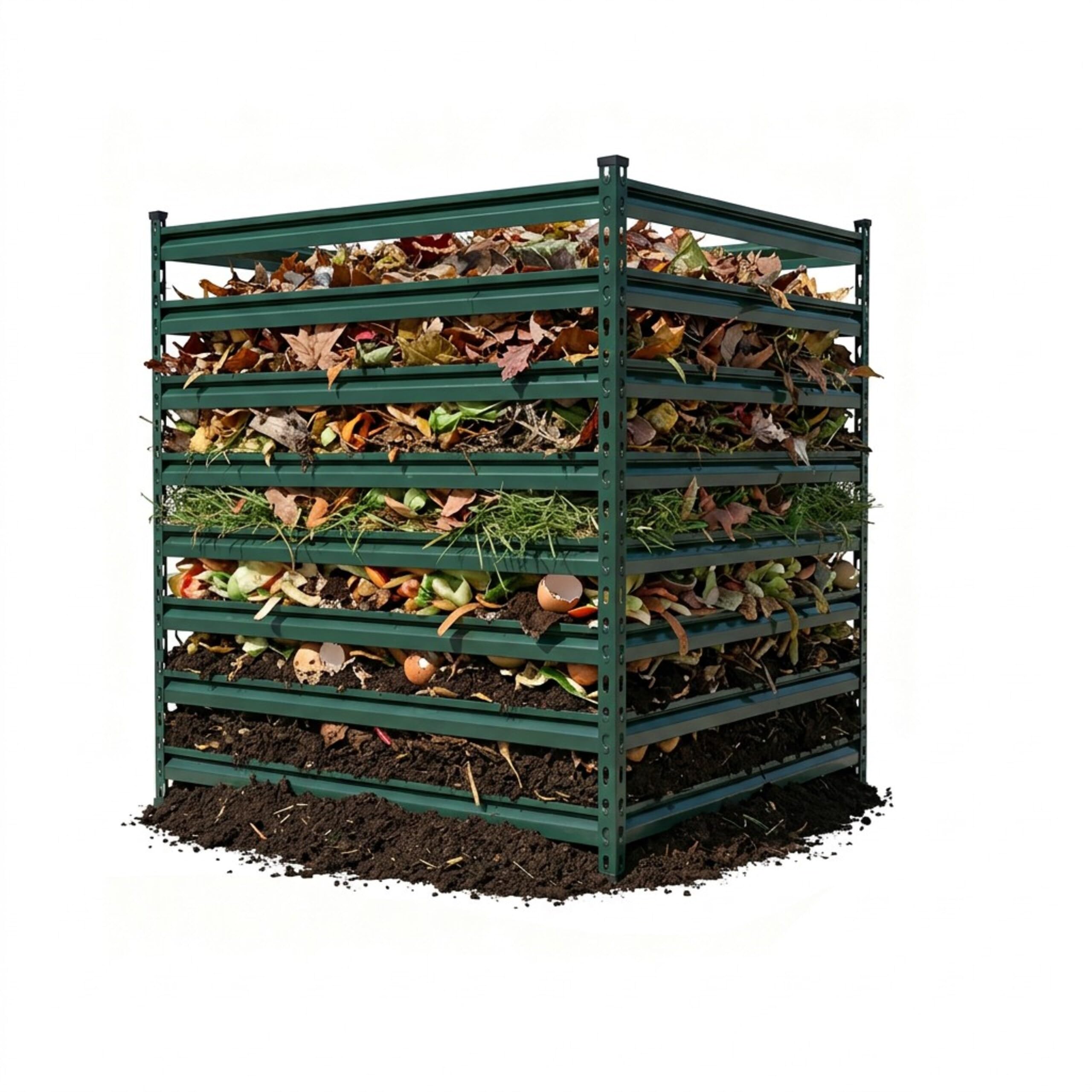 Relaxdays metal compost bin, garden composter with braces, 729L, steel, green, 90x90x90 cm