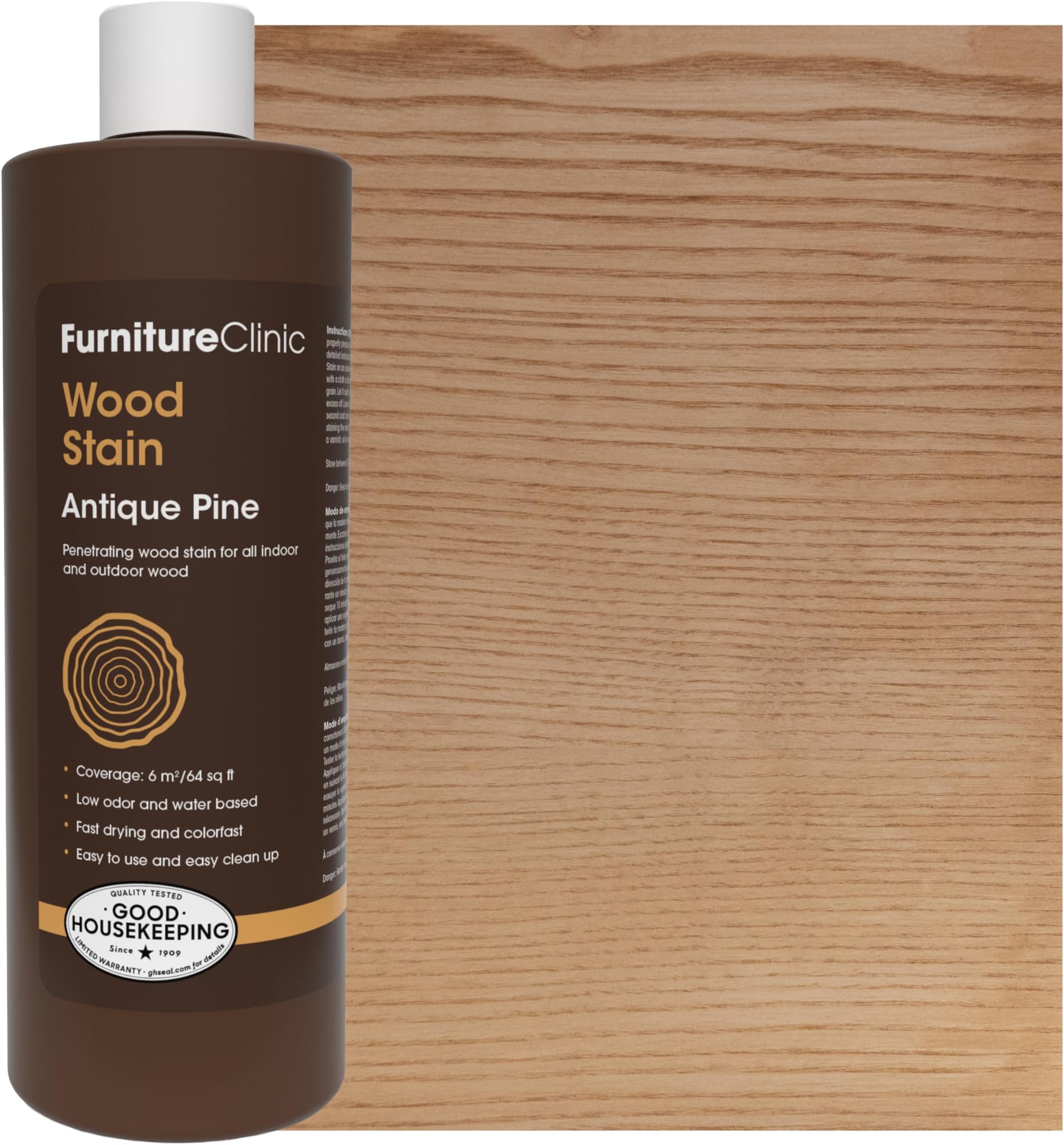 Furniture Clinic Wood Stain (Antique Pine) - Fast Drying, Highly Concentrated and Easy to Apply - Stain for All Wood Indoor or Outdoor - 500ml