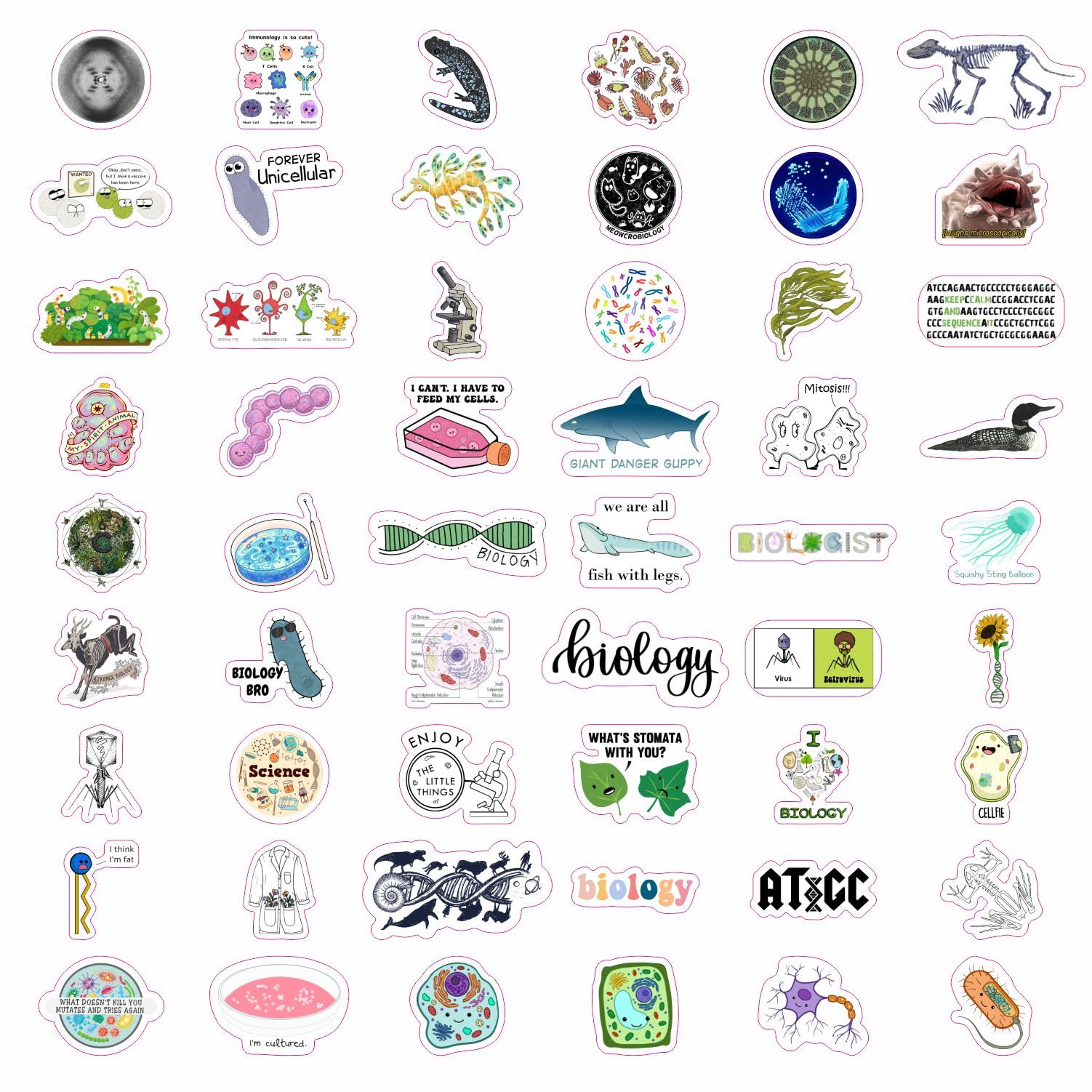 Pacco Da 110 Adesivi Divertenti Di Biologia – Stickered Impermeabili In PVC Per Laptop, Borraccia, Skateboard, Decorazioni Scientifiche