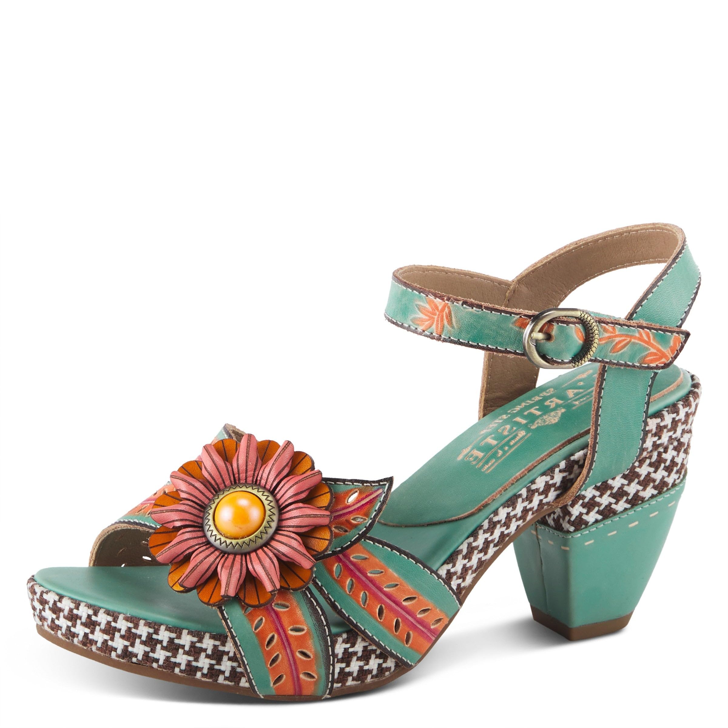 L'Artiste ASTARR Hand-Painted Leather Platform Heel Sandal