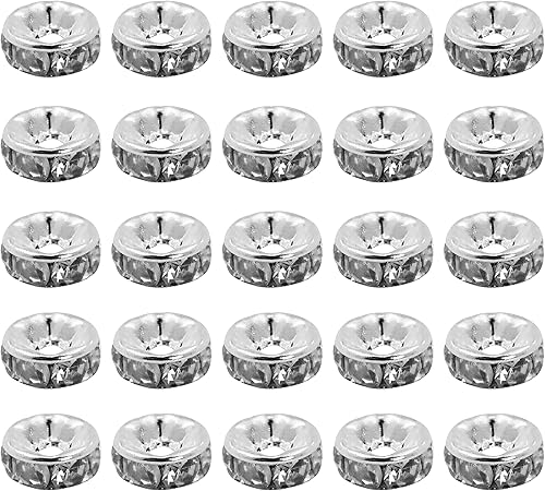 Miniatura 10 de Mandala Crafts 100 cuentas espaciadoras de Rondelle negras para la fabricación de joyas, cuentas Rondelle de 0.394 pulgadas (0.394 in), cuentas de