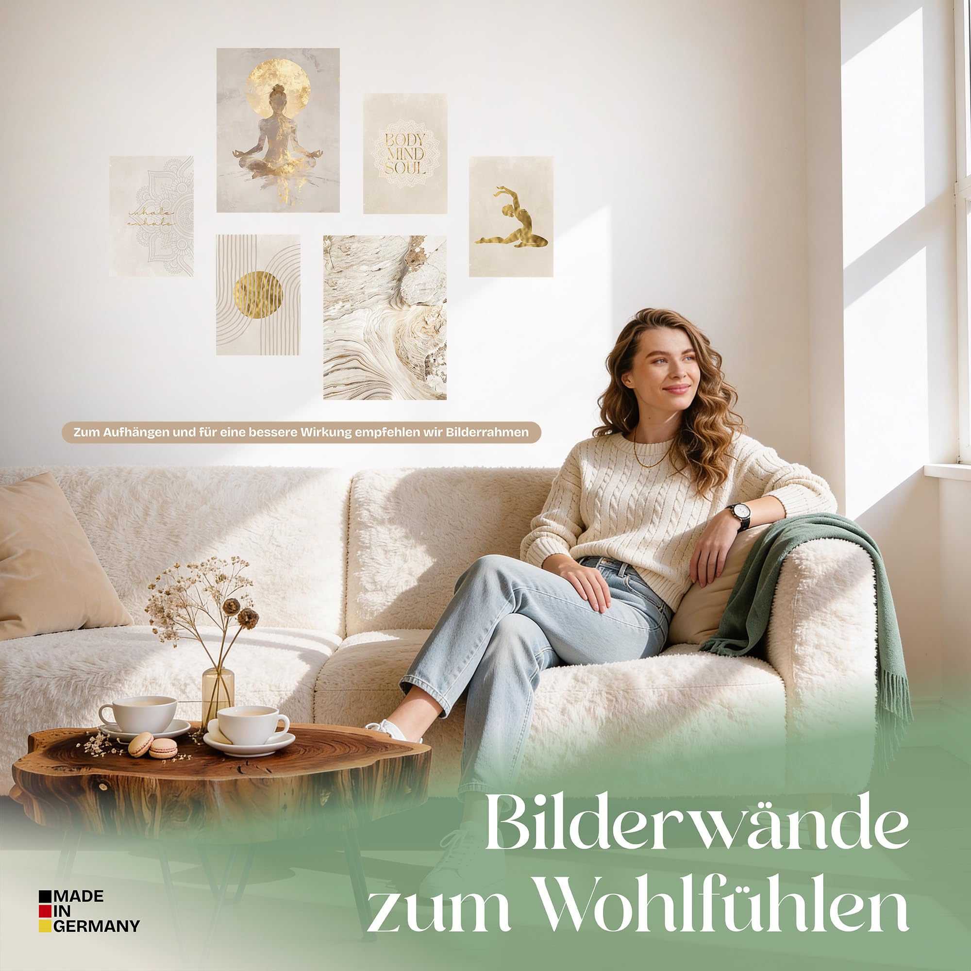 ARTFAVES® Poster Set - Yoga Spirit - Gallery Wall Bilderwand Wohnzimmer, Schlafzimmer - 6 moderne Wandbilder Abstrakt, Kunst, Meditation, Spirituell - ohne Bilderrahmen