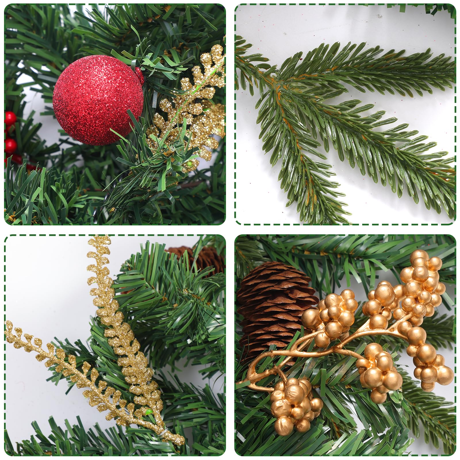 CEWOR Christmas Garland with Lights Garland for Christmas 9 Feet Christmas Ball Decoration Garland Indoor Outdoor Mantel Porch Christmas Decor