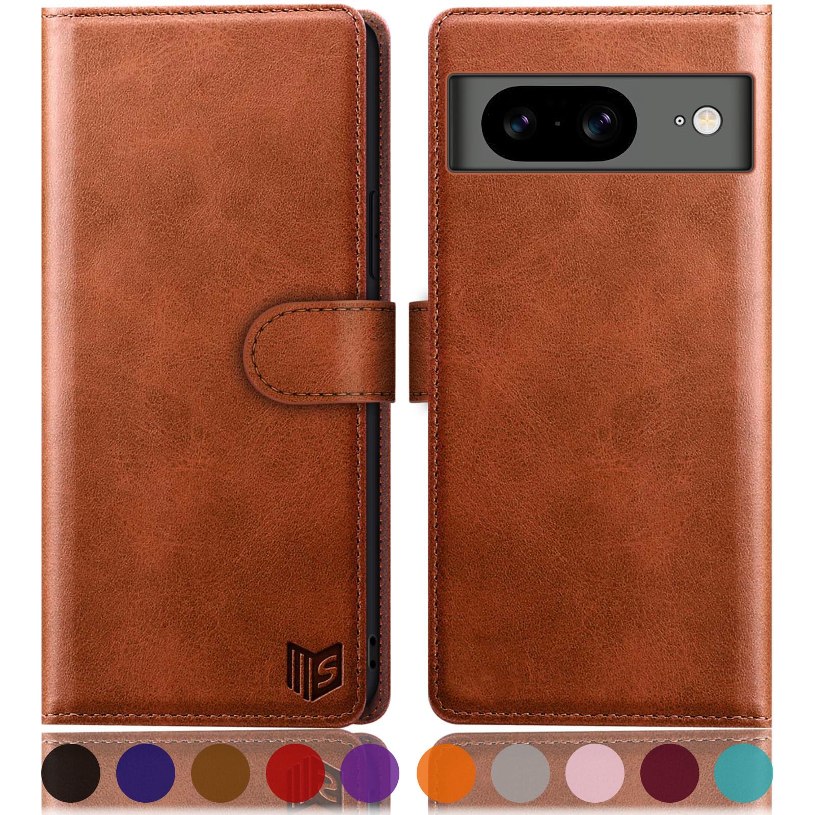 SUANPOT for Google Pixel 8 5G Wallet case with RFID Blocking Credit Card Holder,Flip Book PU Leather Protective Cover Women Men for Pixel 8 Phone case Light Brown