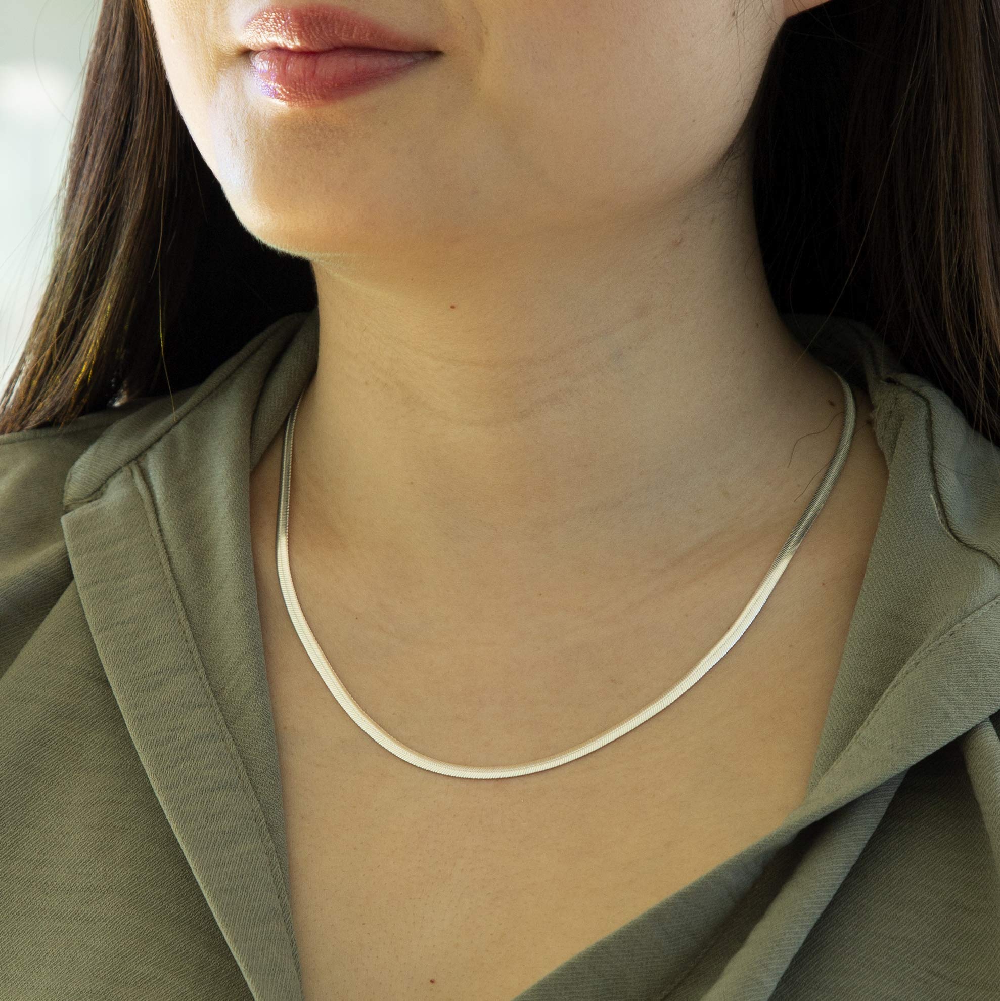Tuscany Silver Damen Sterling Silber Flach Schlange Halskette 3.1mm