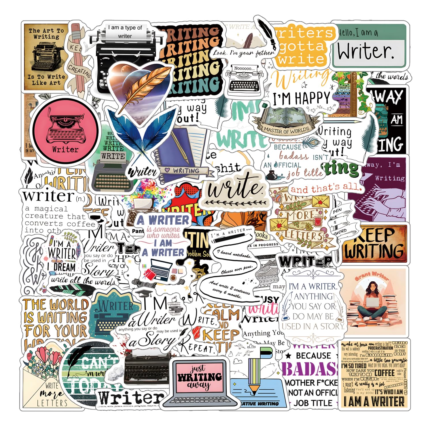 123Pcs Creation Writing Stickers Pack, Aesthetic Vinyl Waterproof Sticker Decals for Water Bottle,Laptop,Phone,Skateboard,Scrapbooking,Bumper Choice for Kids Teens Adults Fans for Party Supply