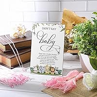 Vista 4 de Geetery 51 piezas de letrero de juego con texto en inglés «Don't Say Baby Game» para baby shower, 50 collares de madera con texto en inglés «Don't