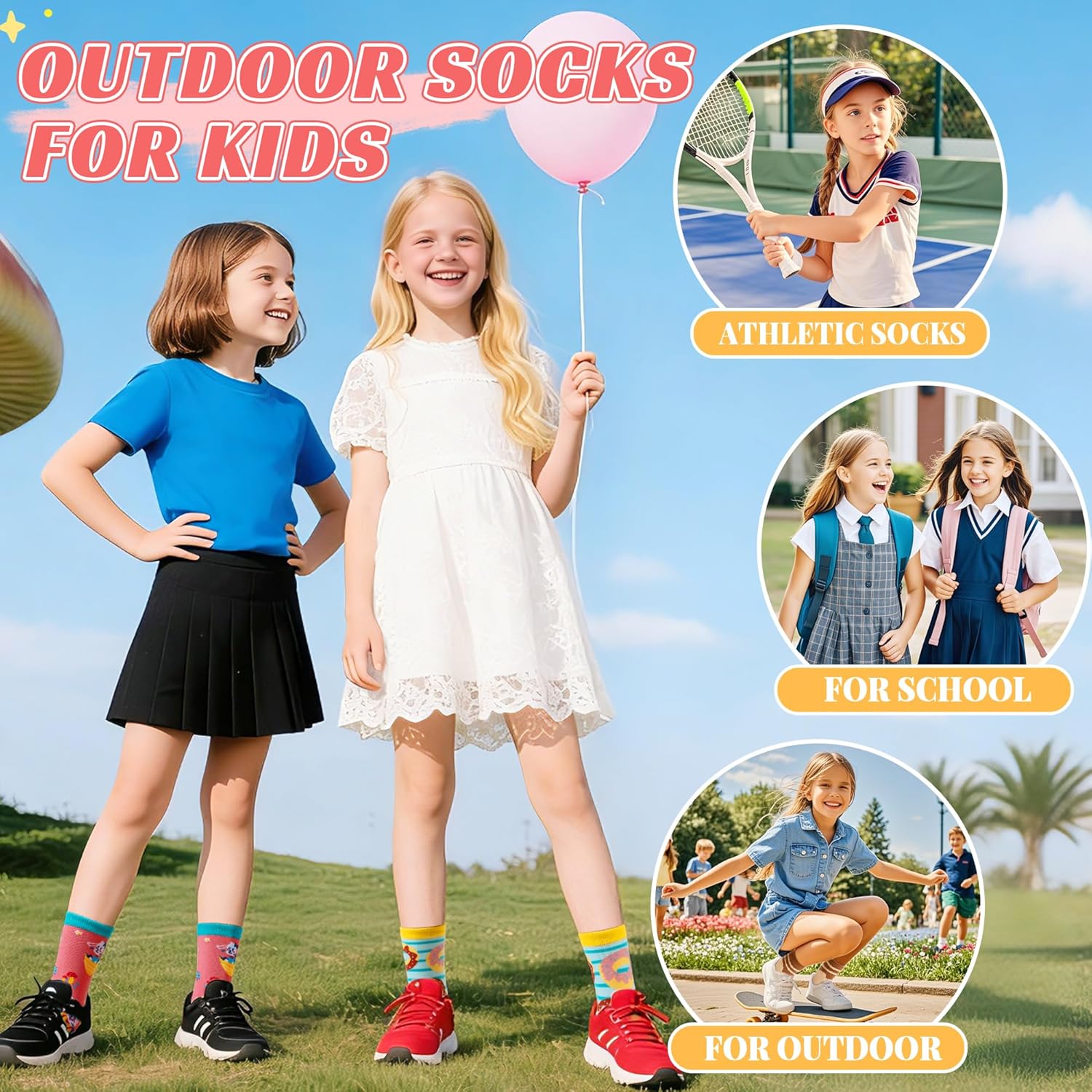 Velice Kids Girls Boys Cotton Crew Socks Funny Crazy Novelty Cartoon Cute Silly Dress Socks 6 Pairs - Image 6