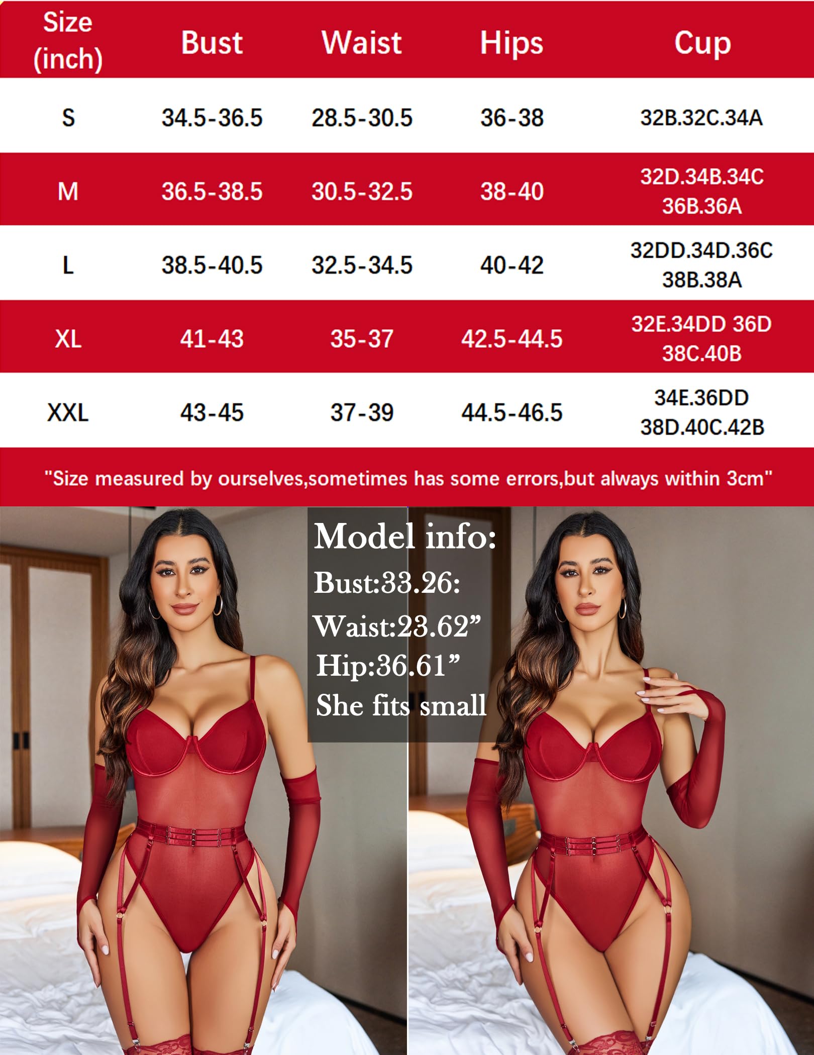 Avidlove Sexy Lingerie for Women Mesh Teddy Lingerie with Garter Underwire Exotic Bodysuit(Including Oversleeves): Avidlove Lingerie for Women Sexy Mesh Garter Teddy Bodysuit Lingerie One Piece Underwire Babydoll with 1 Pair Oversleeves