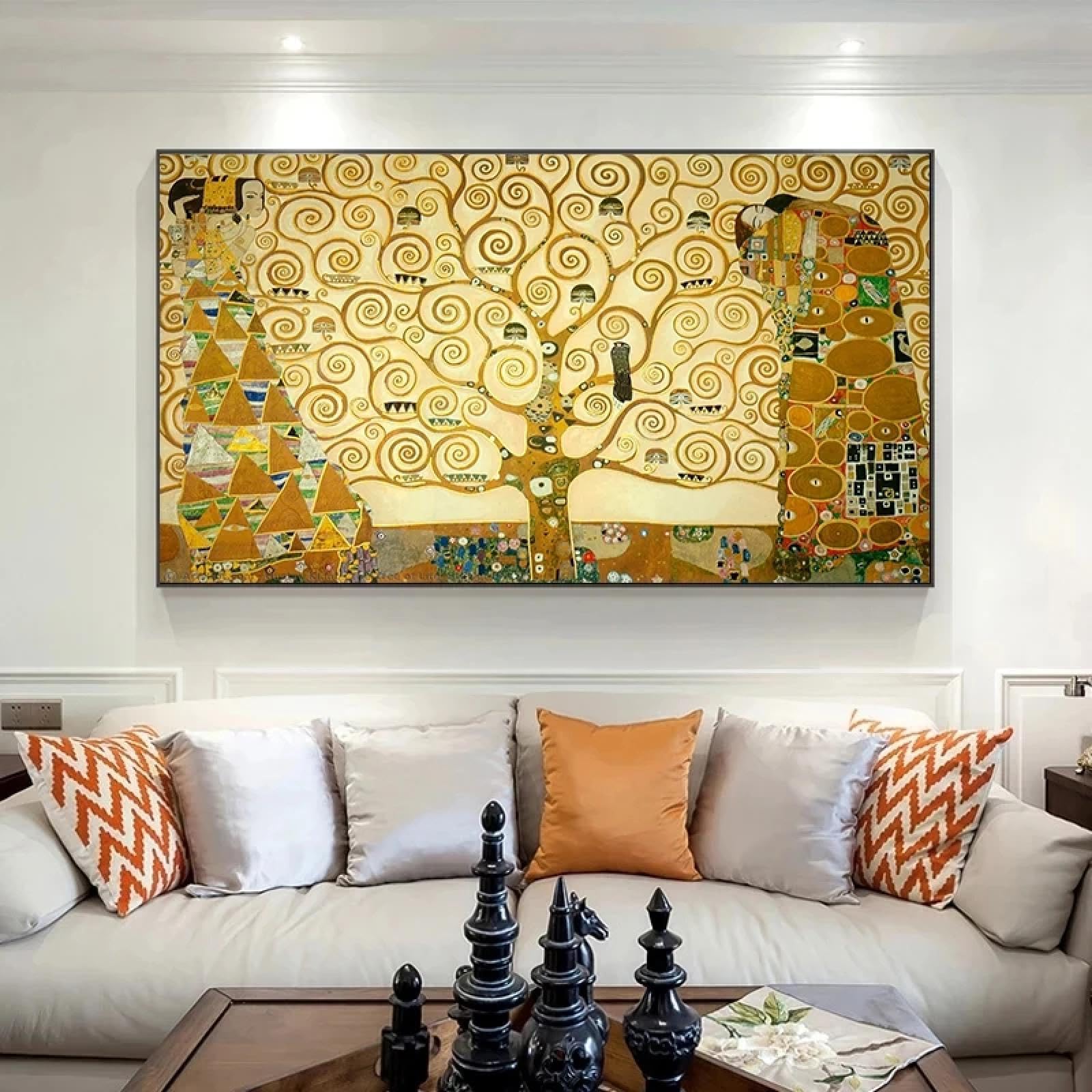 Famoso dipinto d'arte Gustav Klimt Albero della vita Dipinto su tela Poster Stampe di grandi dimensioni Immagine di arte della parete per soggiorno 90x150 cm/35x59 in Stampe d'arte senza cornice