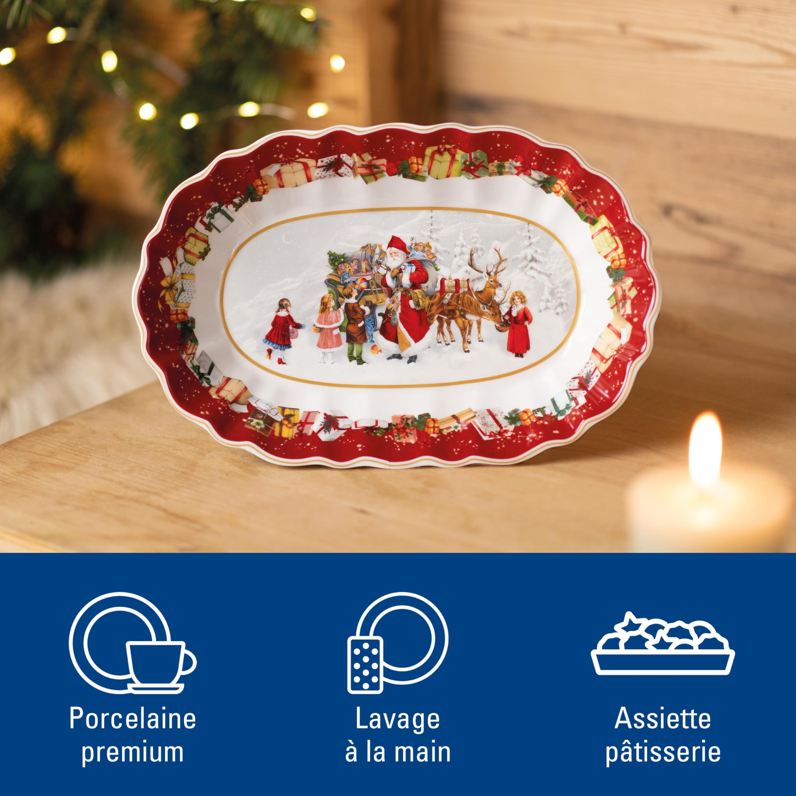 Villeroy & Boch - Toy's Fantasy Coupe Ovale Grande Père Noël et Enfants Multicolore, Compatible Micro-Ondes, Article Noël, Assiette de Présentation, Plat Creux de Service, Porcelaine Haut de Gamme